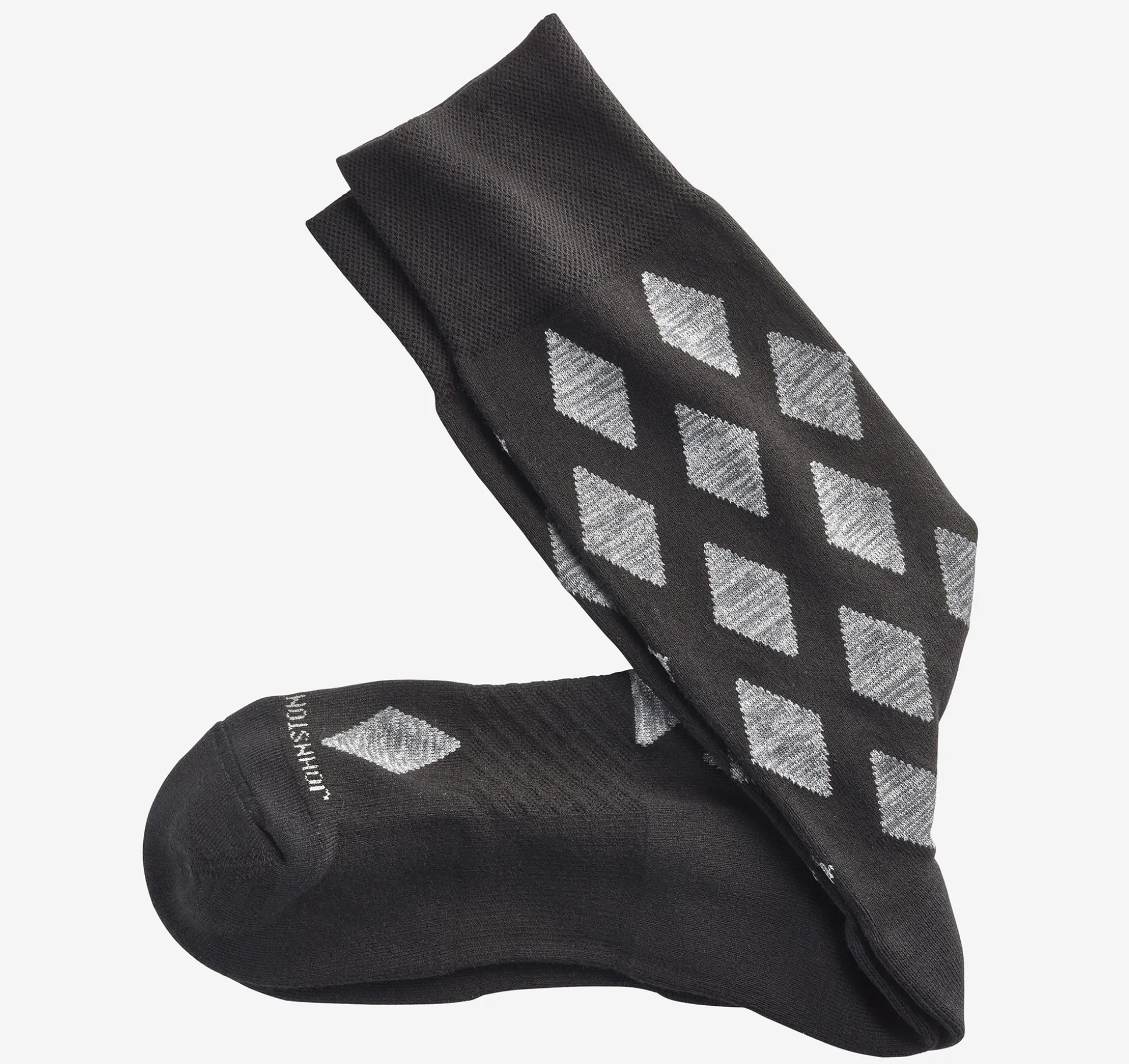 Socks^Johnston & Murphy Space Dye Socks Black/GrayDiamond