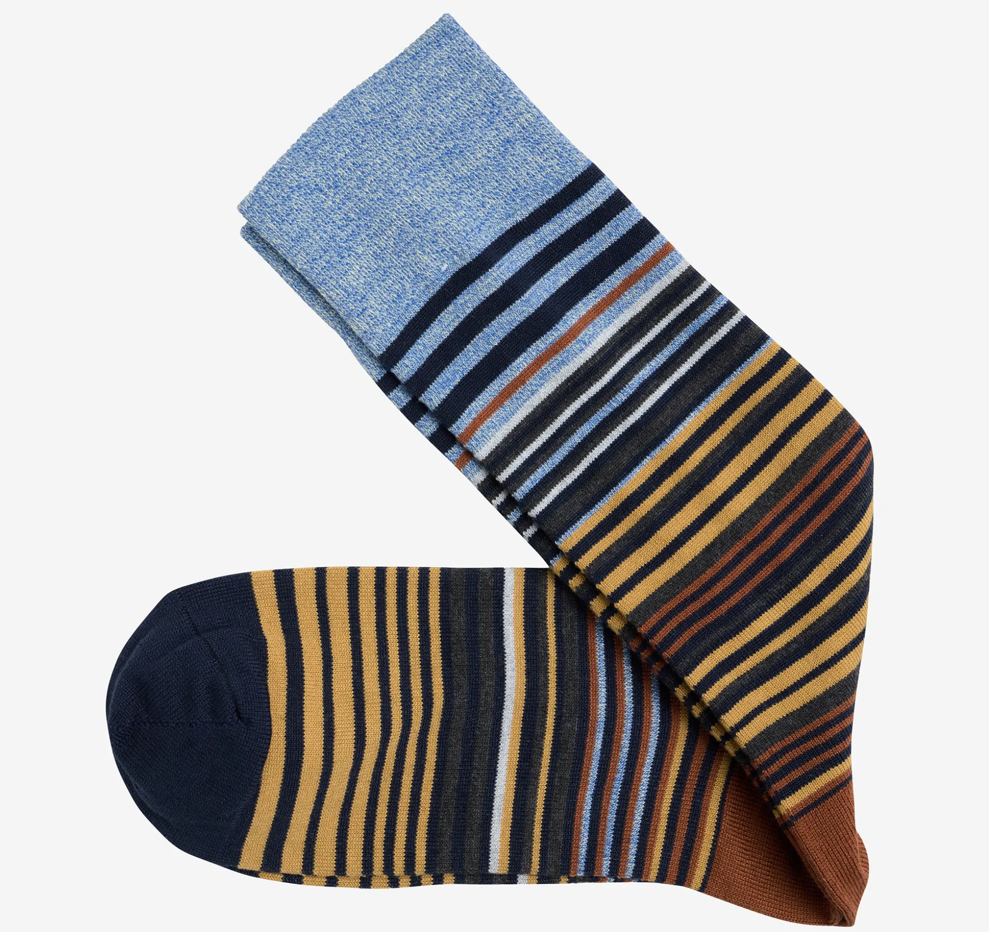 Socks^Johnston & Murphy Striped Dress Socks Navy/RustHeatheredMultiStripe