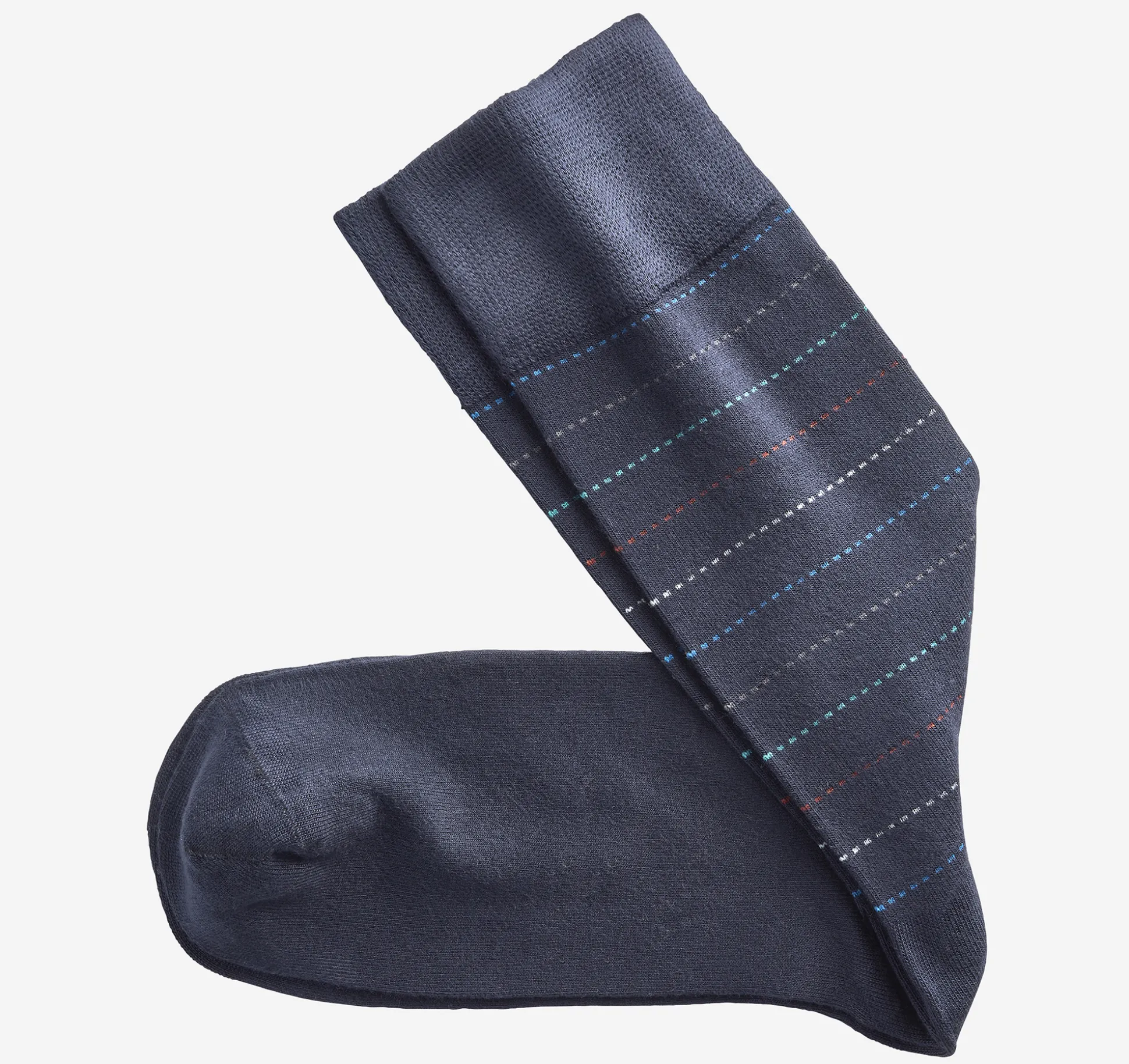 Socks^Johnston & Murphy Striped Dress Socks NavyDottedStripe