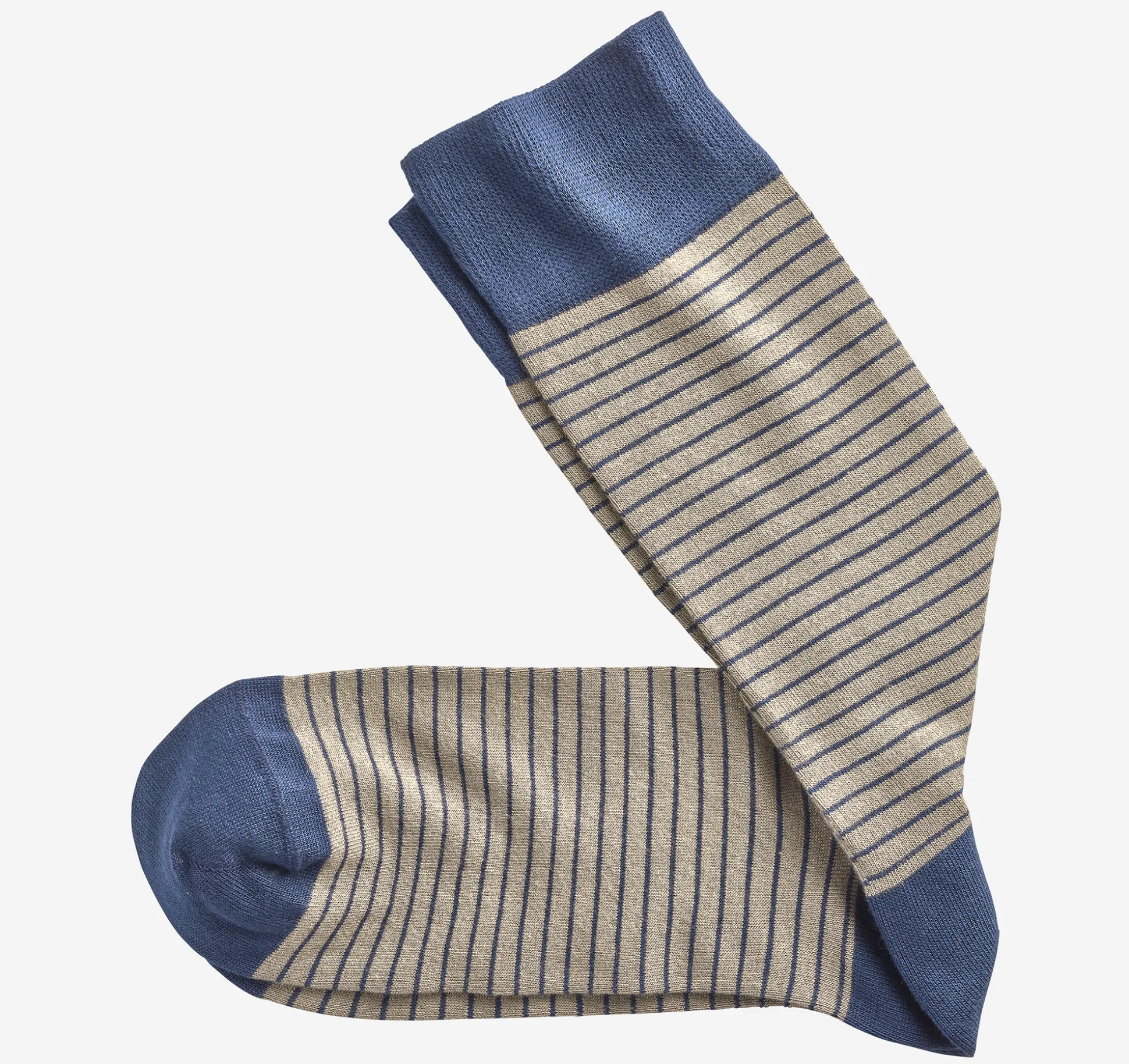 Socks^Johnston & Murphy Striped Dress Socks KhakiStripe