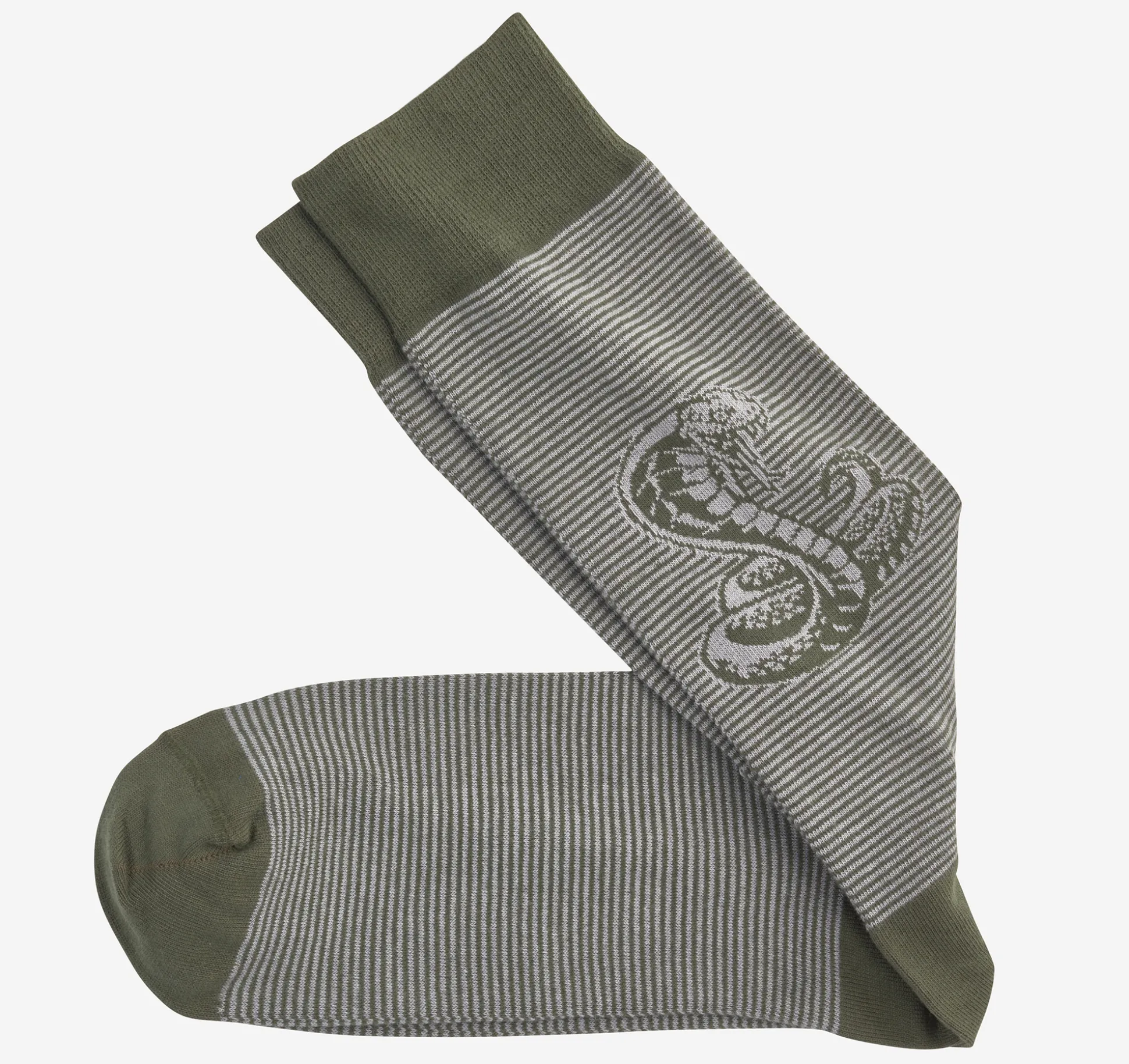 Socks^Johnston & Murphy Striped Socks GreenCobra