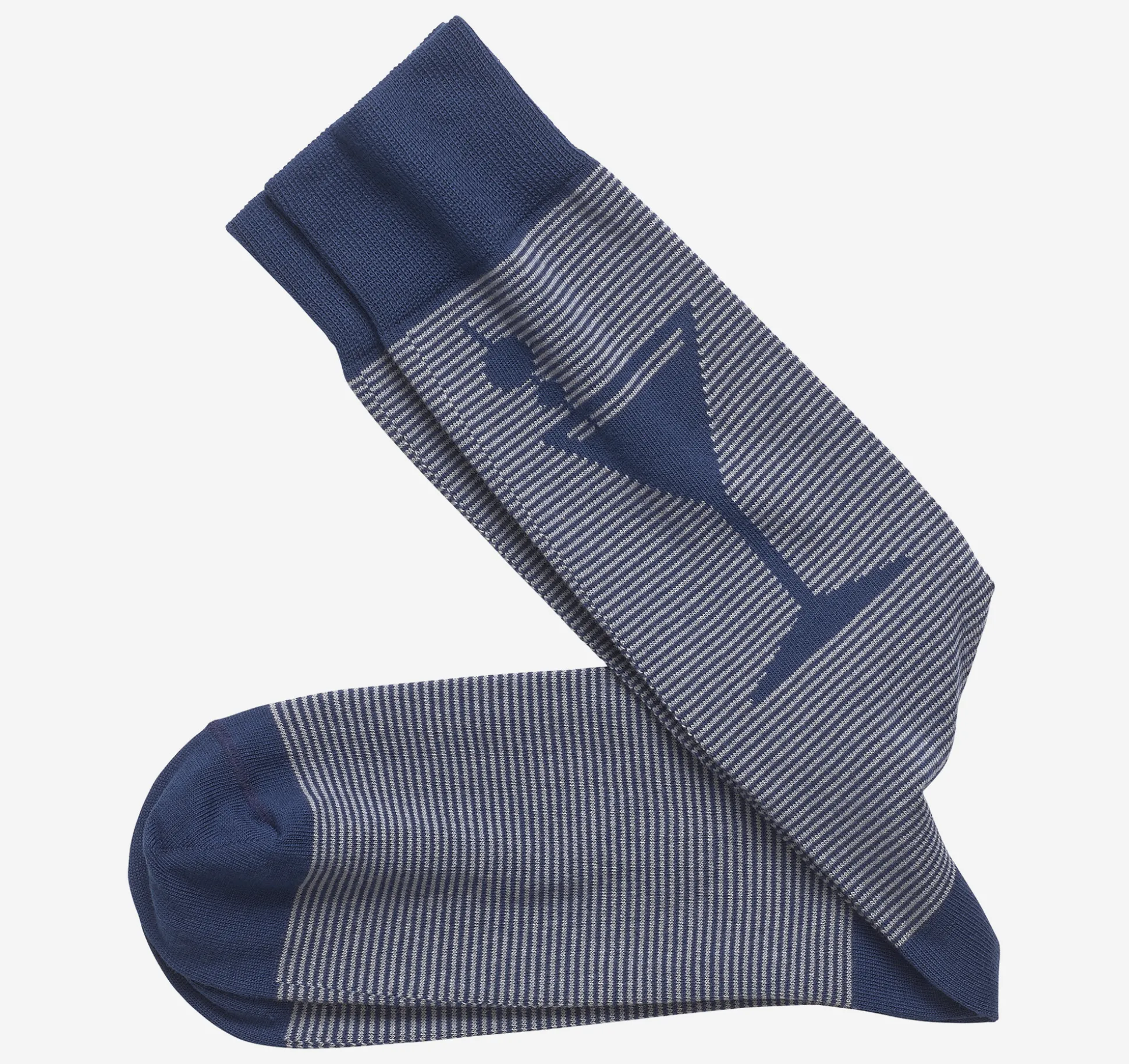 Socks^Johnston & Murphy Striped Socks NavyMartini