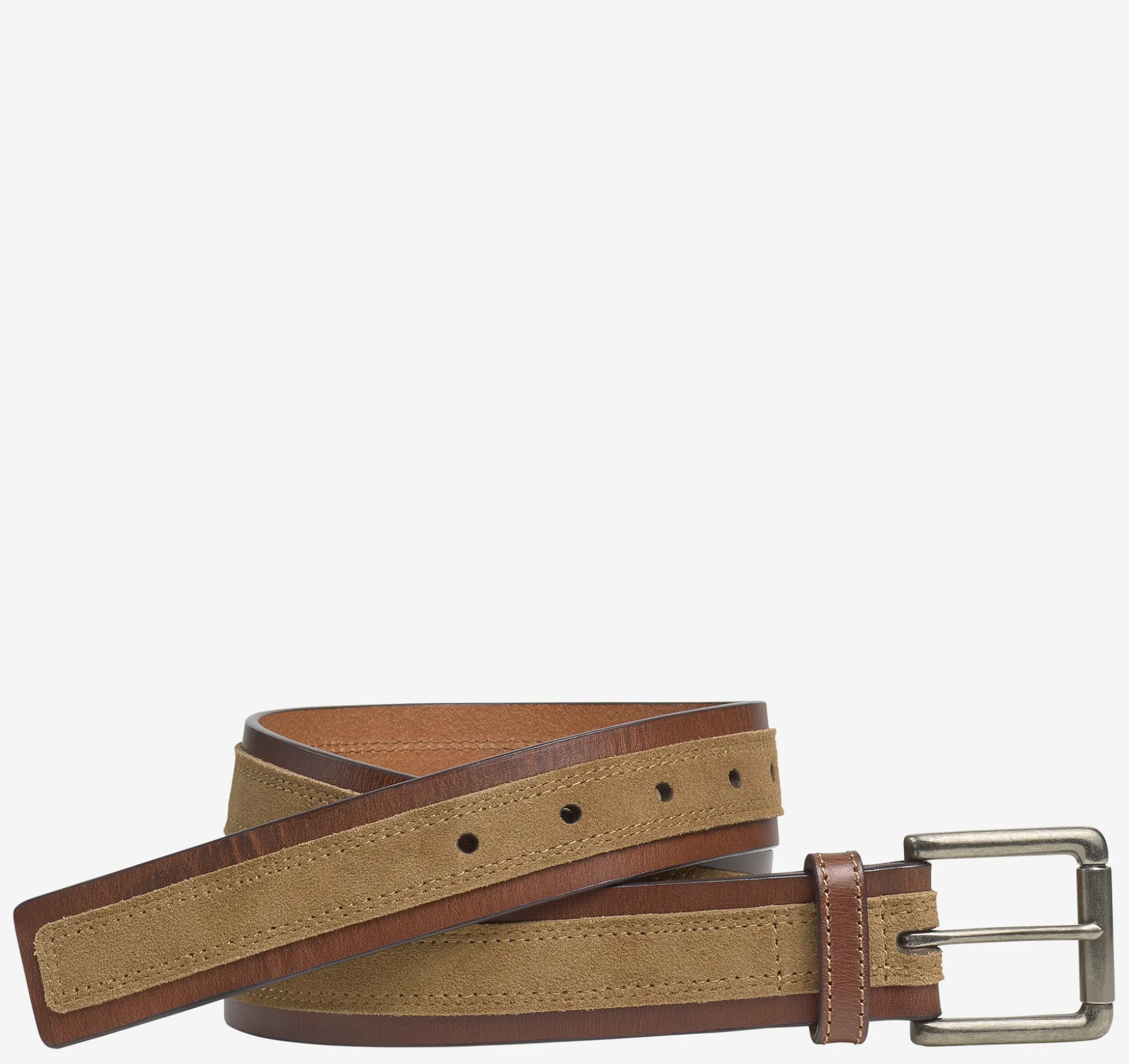 Belts^Johnston & Murphy Suede Overlay Belt Brown/Camel