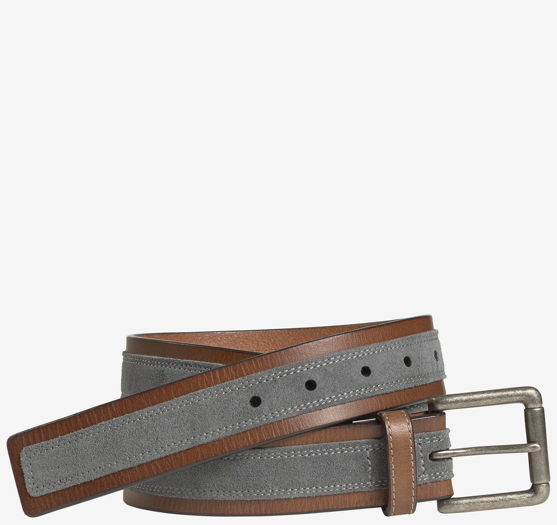 Belts^Johnston & Murphy Suede Overlay Belt Brown/Gray