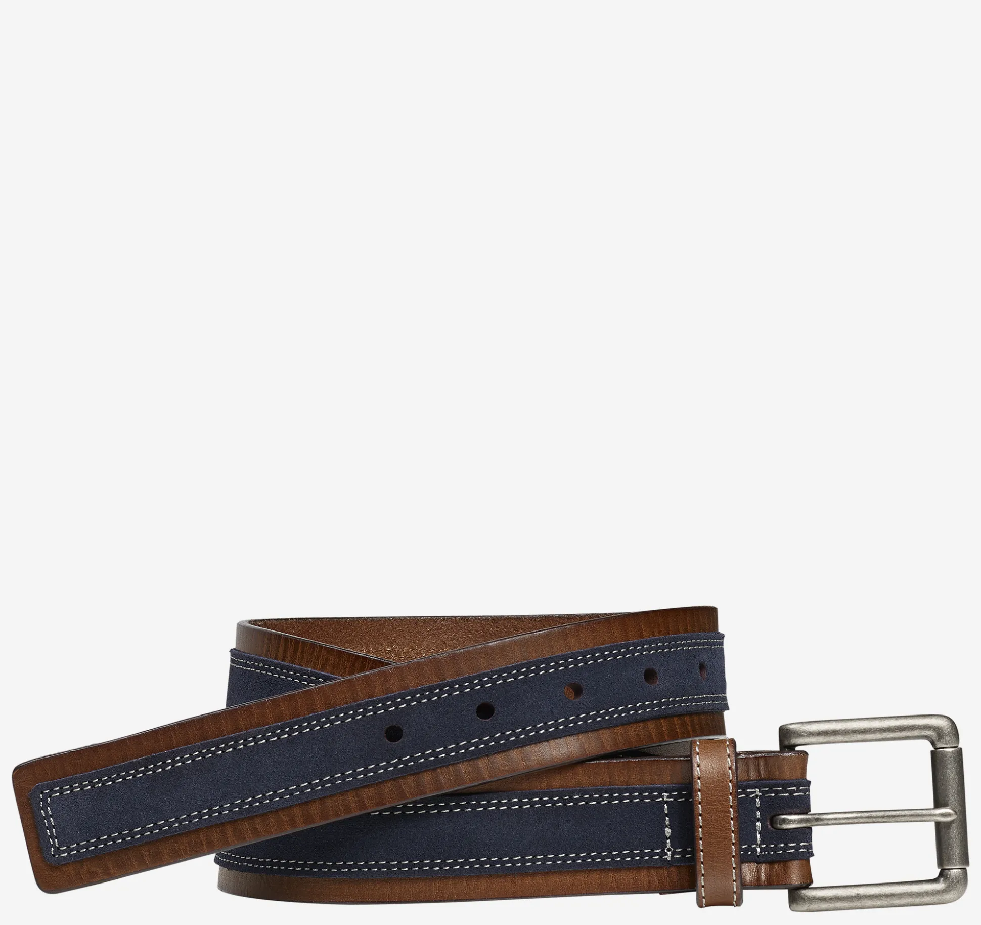 Belts^Johnston & Murphy Suede Overlay Belt Brown/Navy