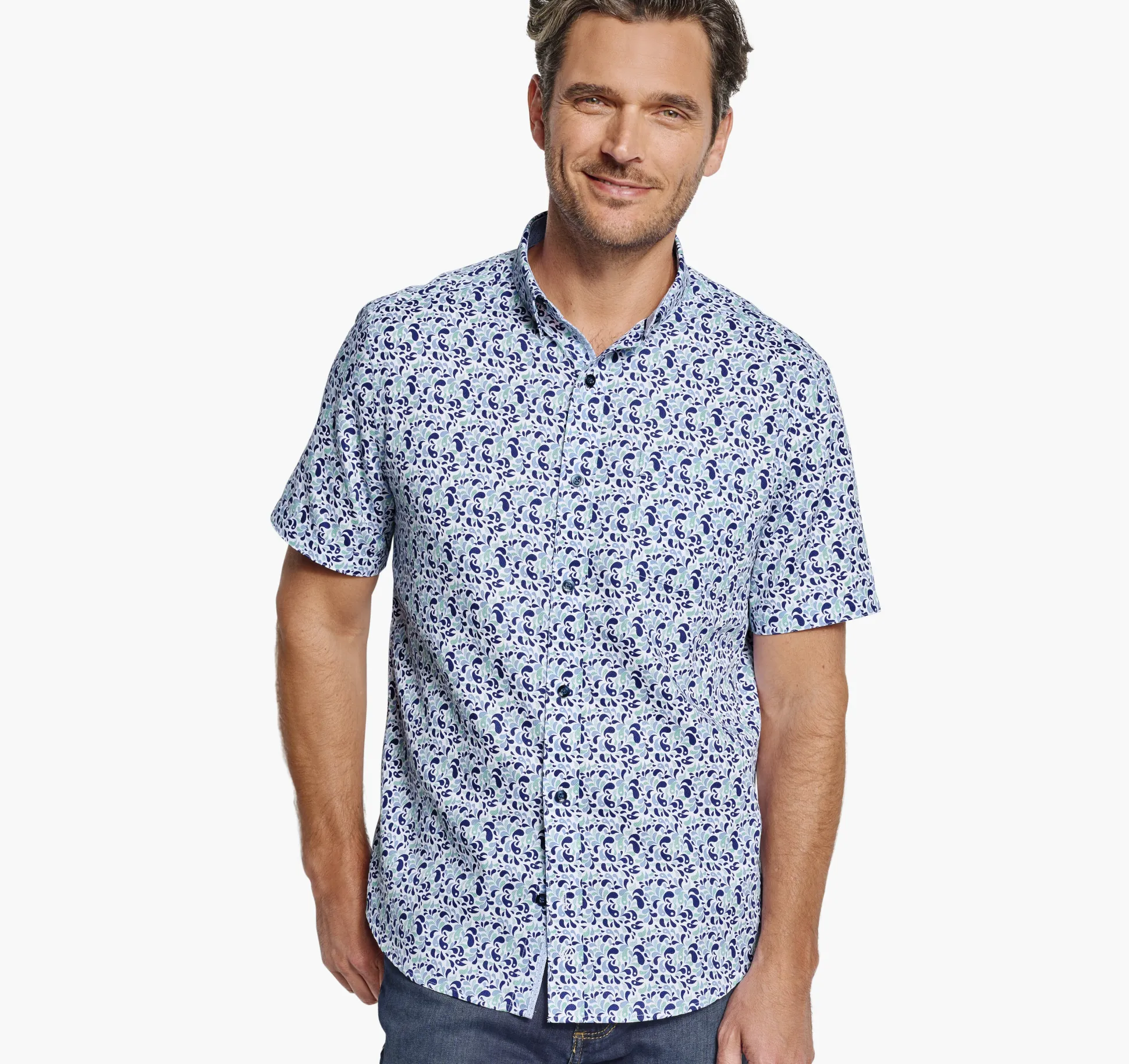 Short-sleeve Shirts^Johnston & Murphy Textured Cotton Short-Sleeve Shirt MintDroplet