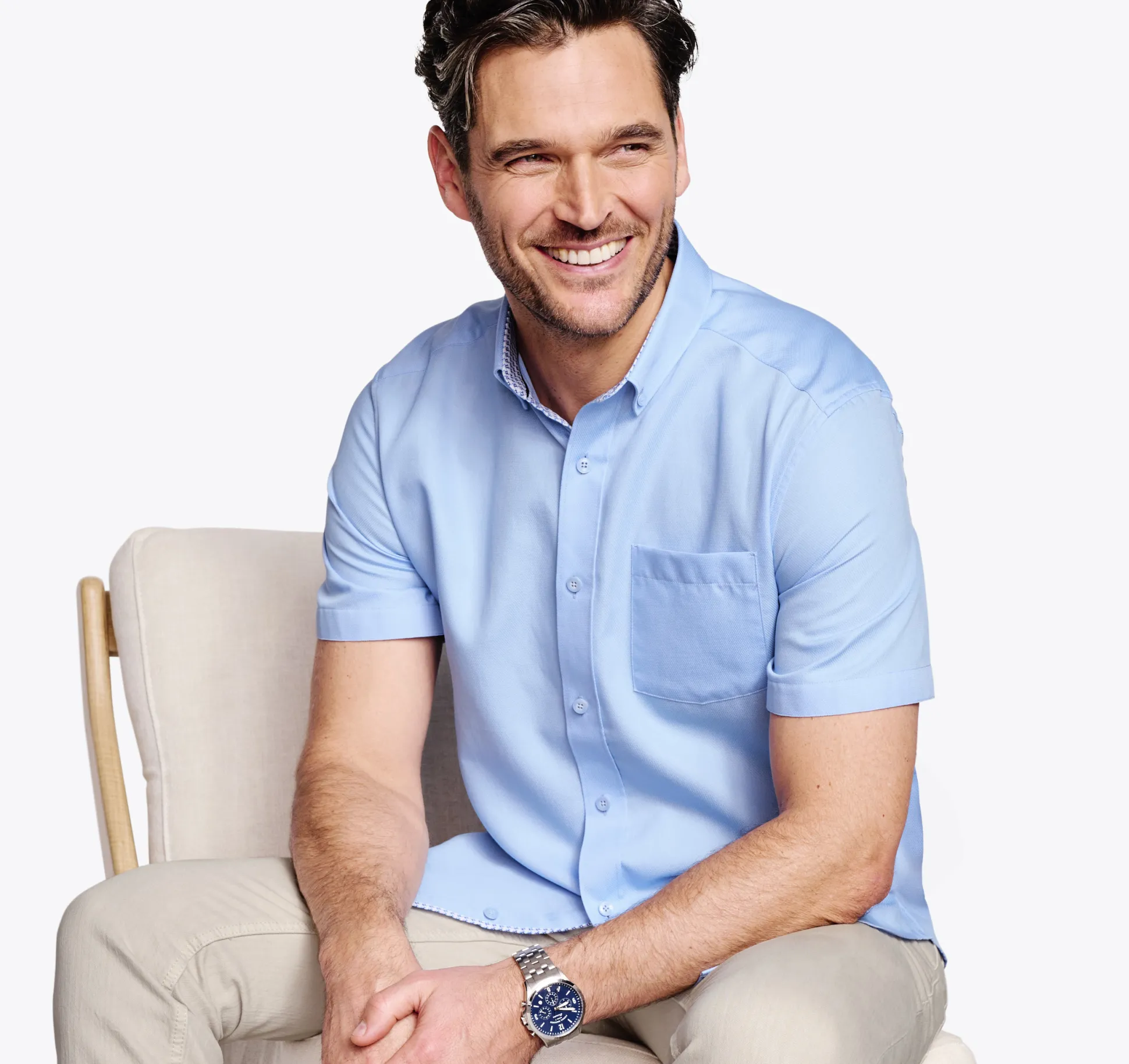 Short-sleeve Shirts^Johnston & Murphy Textured Cotton Short-Sleeve Shirt BlueSolid