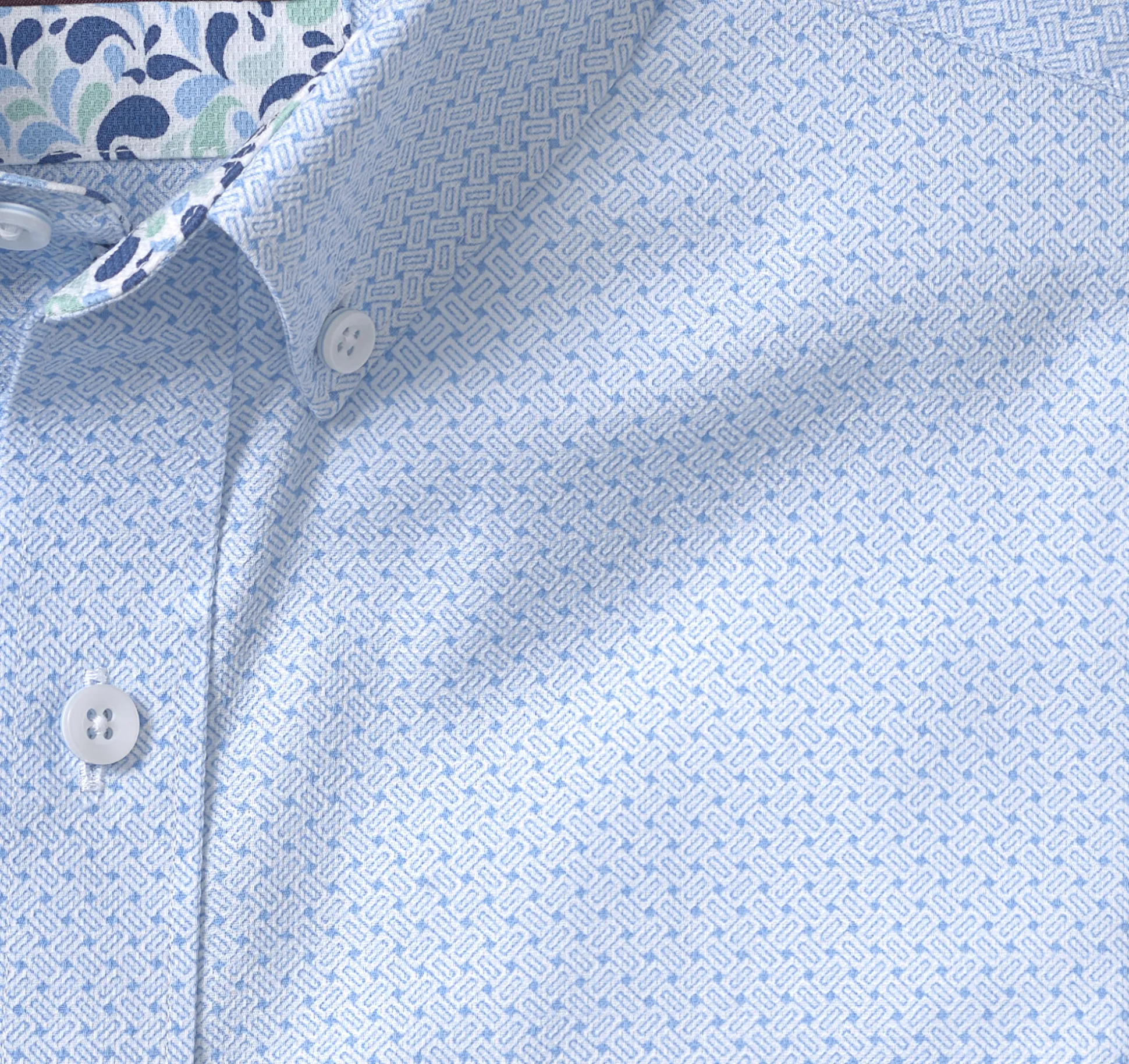 Short-sleeve Shirts^Johnston & Murphy Textured Cotton Short-Sleeve Shirt BlueLinkedBar