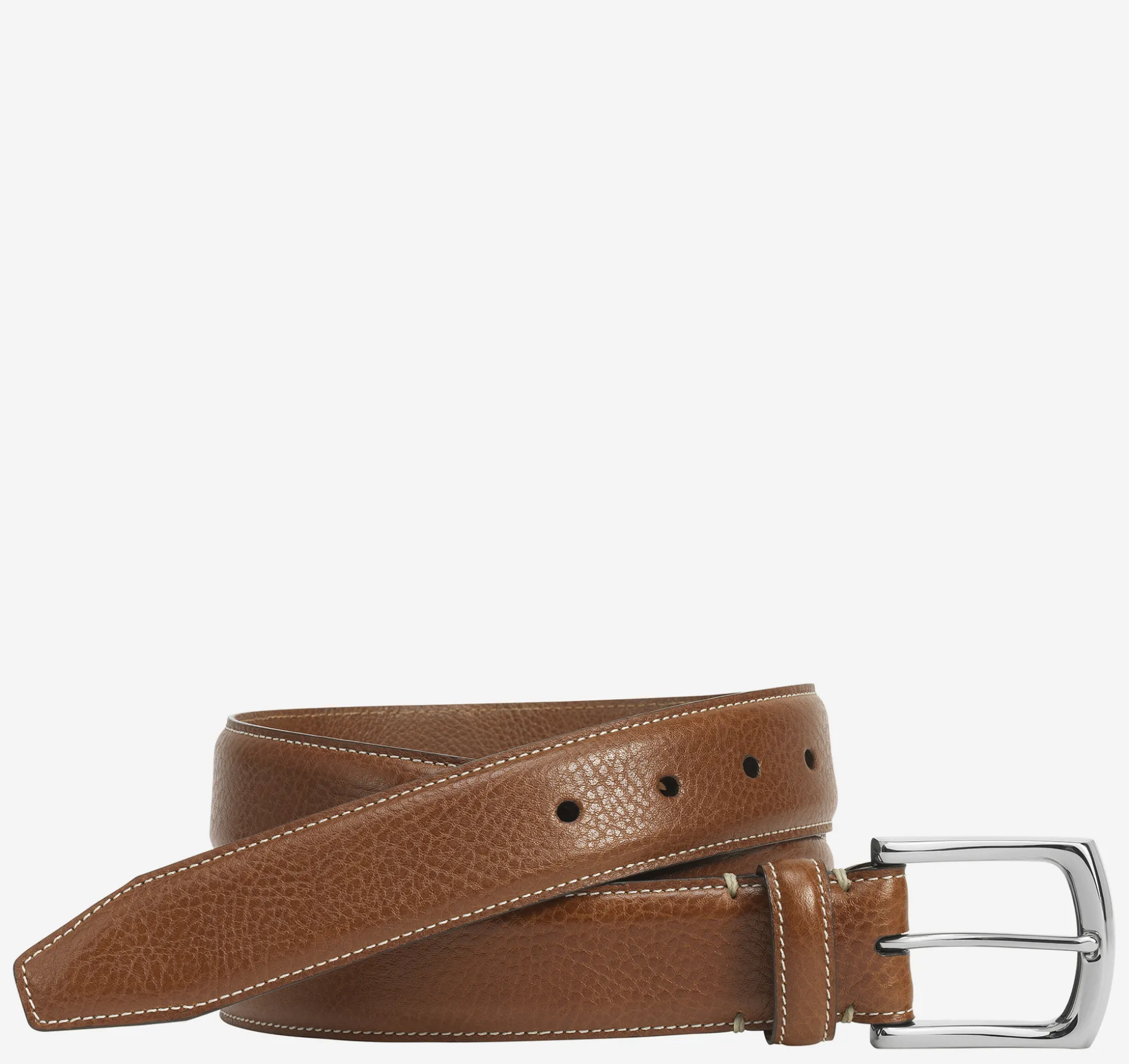 Belts^Johnston & Murphy Topstitched Leather Belt Tan