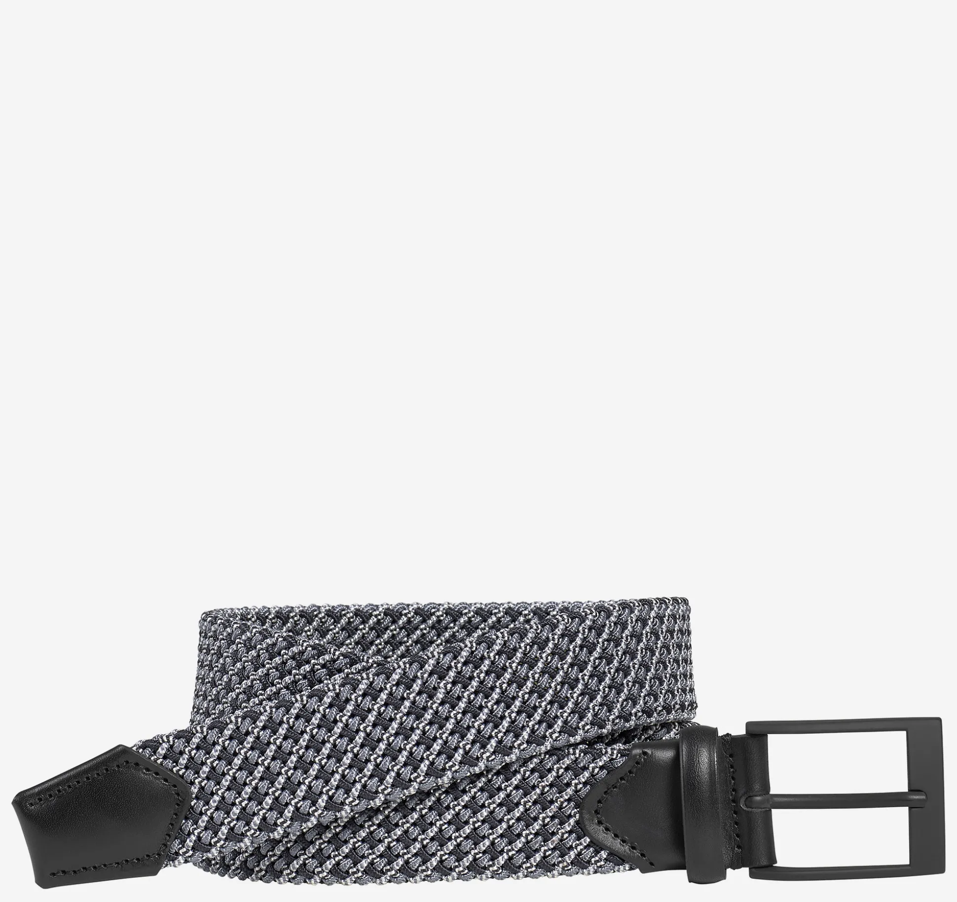 Belts^Johnston & Murphy Tubular Woven Belt Gray/White