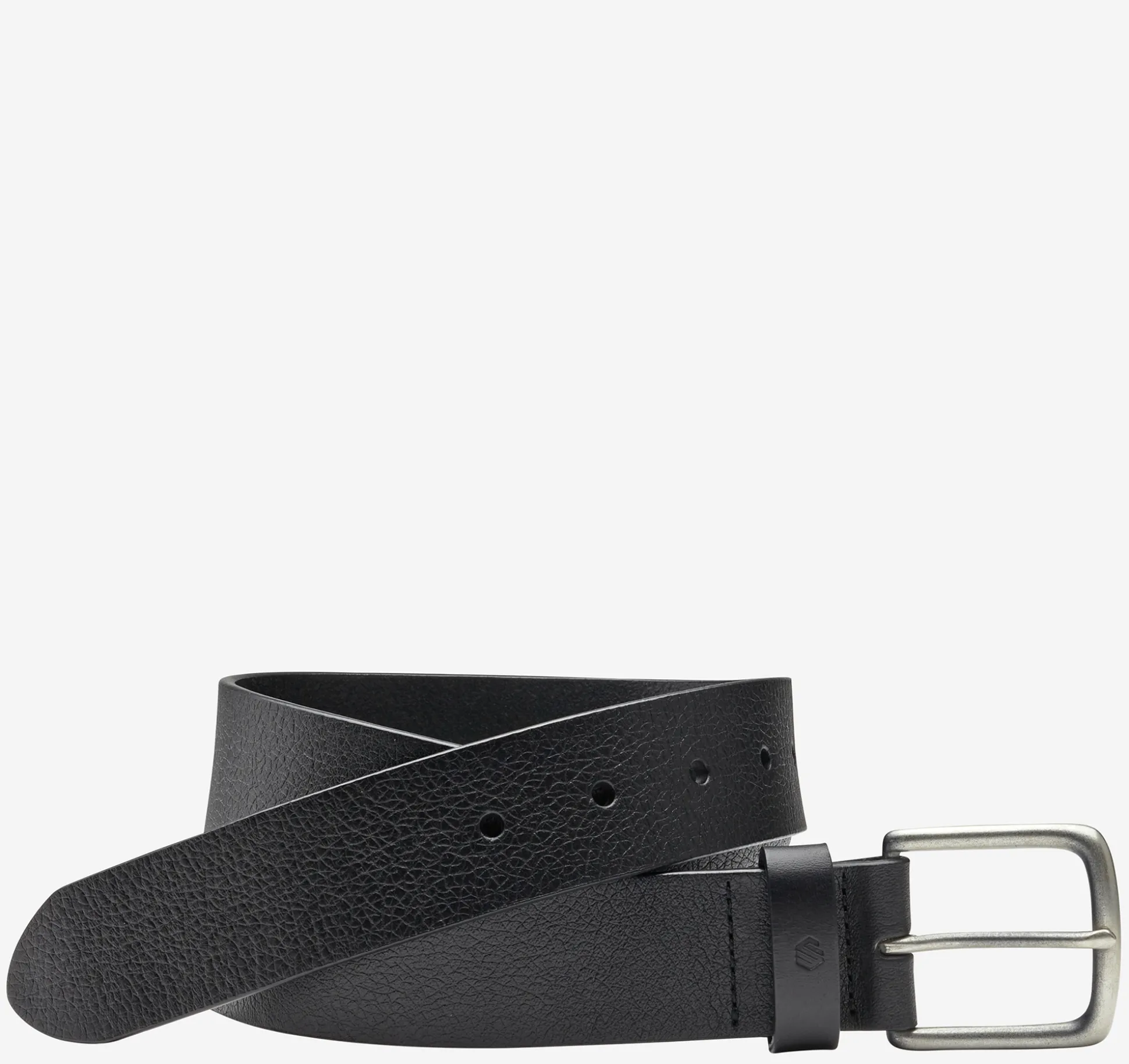 Belts^Johnston & Murphy Tumbled Straight Edge Belt Black