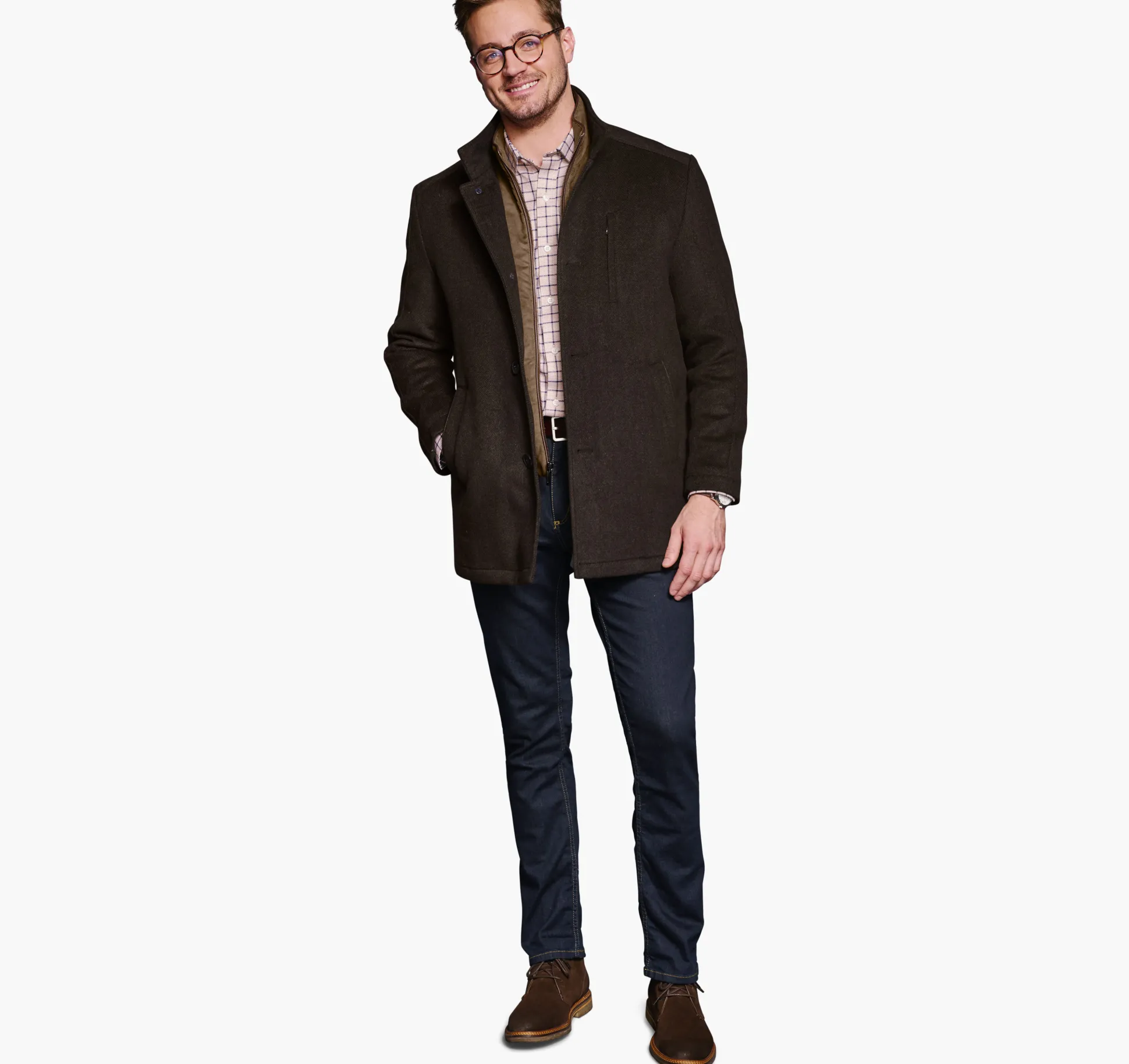 Coats, Jackets & Vests^Johnston & Murphy Upton Car Coat BrownTwill