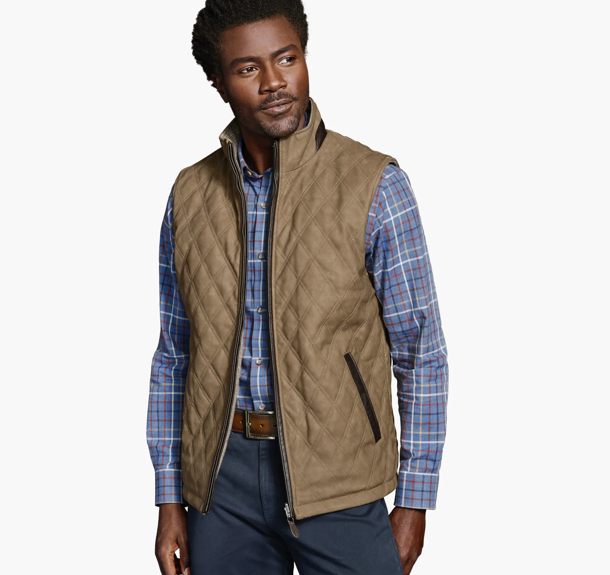 Coats, Jackets & Vests^Johnston & Murphy Upton Reversible Vest Camel/LightBrown
