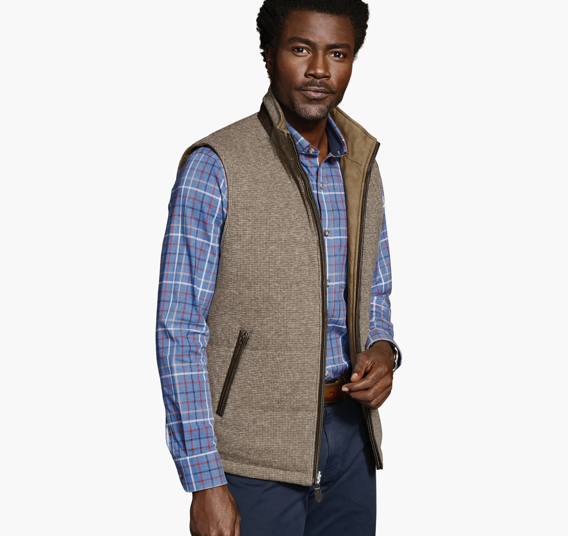 Coats, Jackets & Vests^Johnston & Murphy Upton Reversible Vest Camel/LightBrown
