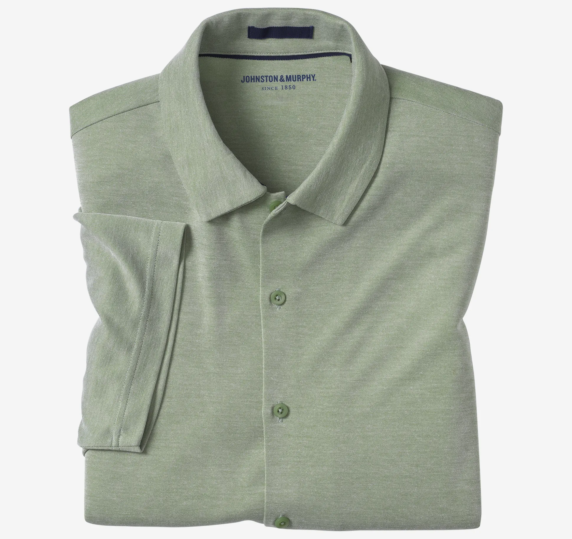 Short-sleeve Shirts^Johnston & Murphy Vintage Birdseye Button-Front Shirt Green