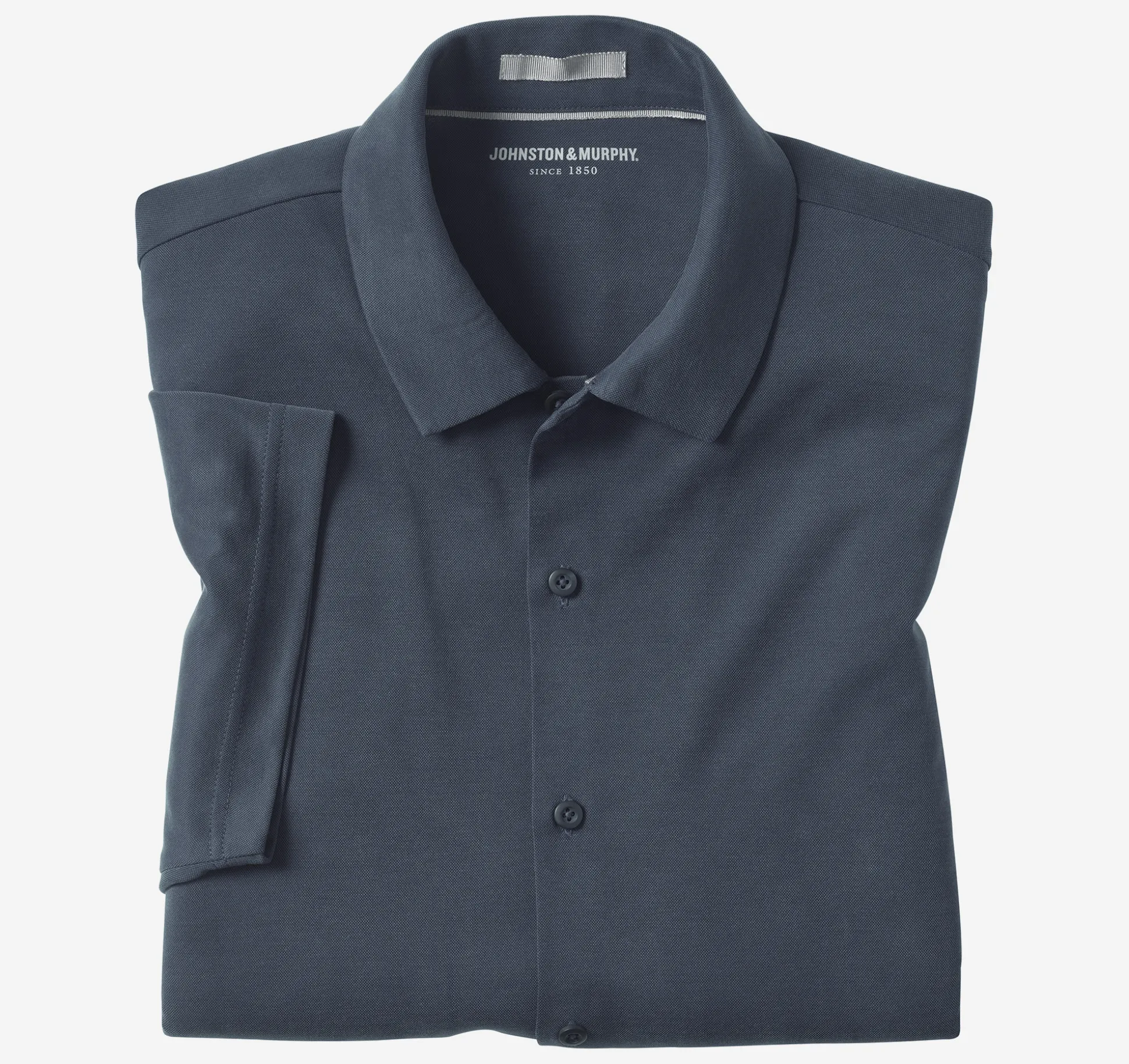 Short-sleeve Shirts^Johnston & Murphy Vintage Birdseye Button-Front Shirt Navy