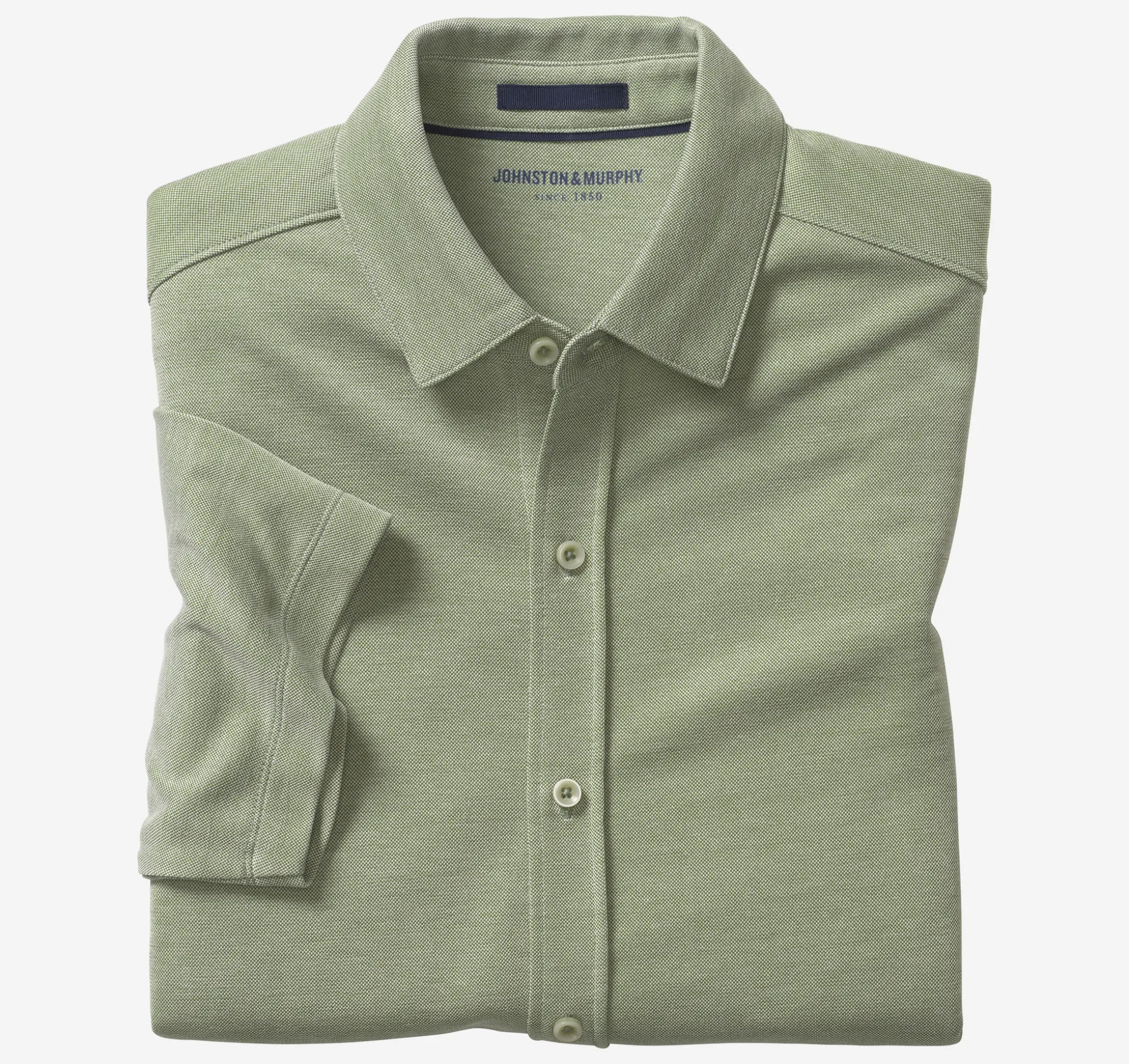 Short-sleeve Shirts^Johnston & Murphy Vintage Birdseye Button-Front Shirt Green