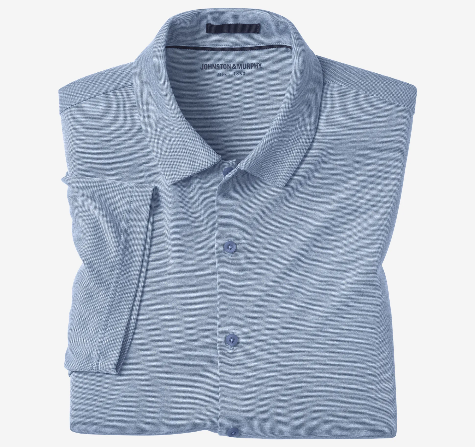 New Arrivals | Short-sleeve Shirts^Johnston & Murphy Vintage Birdseye Button-Front Shirt Blue
