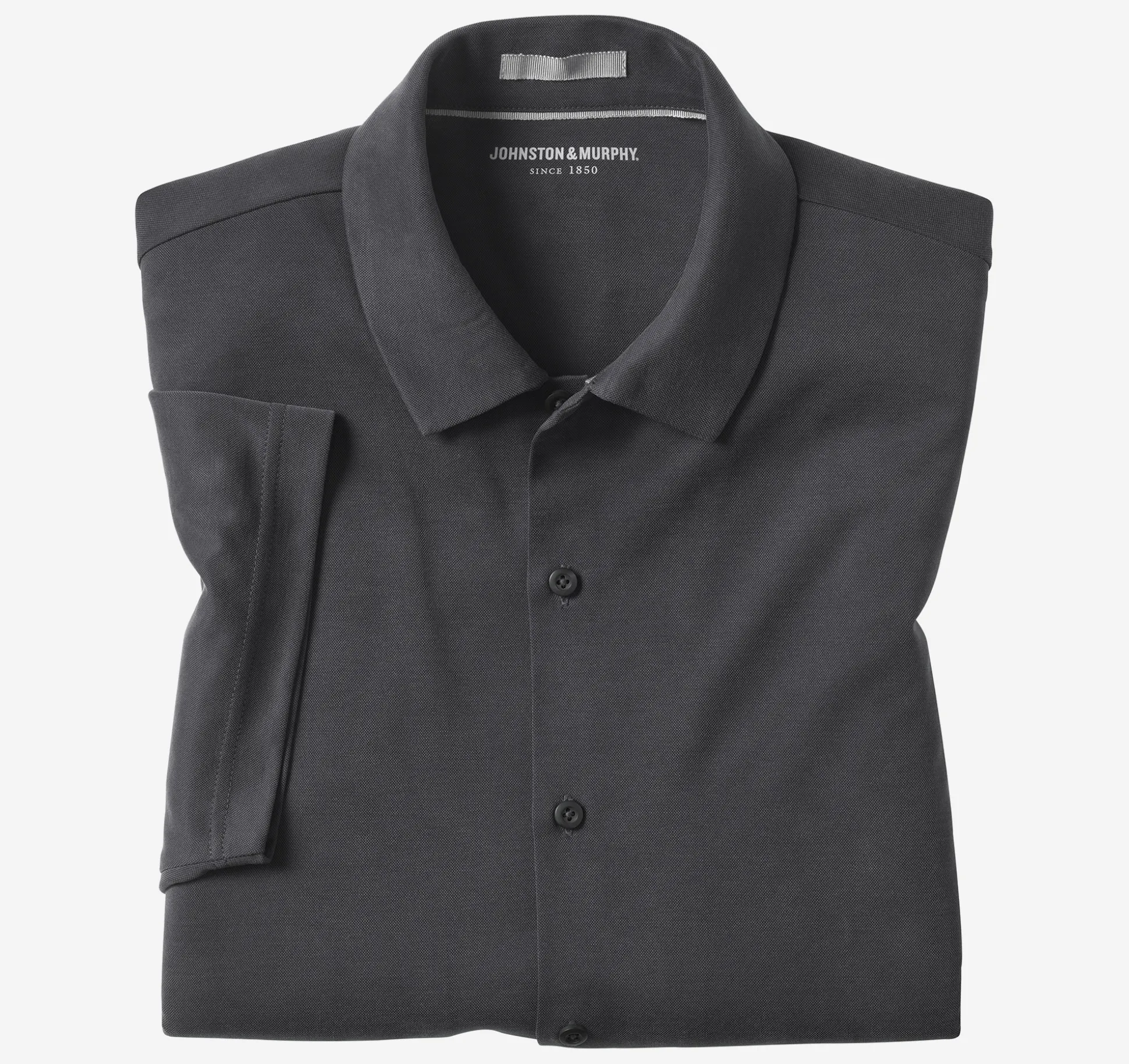 Short-sleeve Shirts^Johnston & Murphy Vintage Birdseye Button-Front Shirt Black