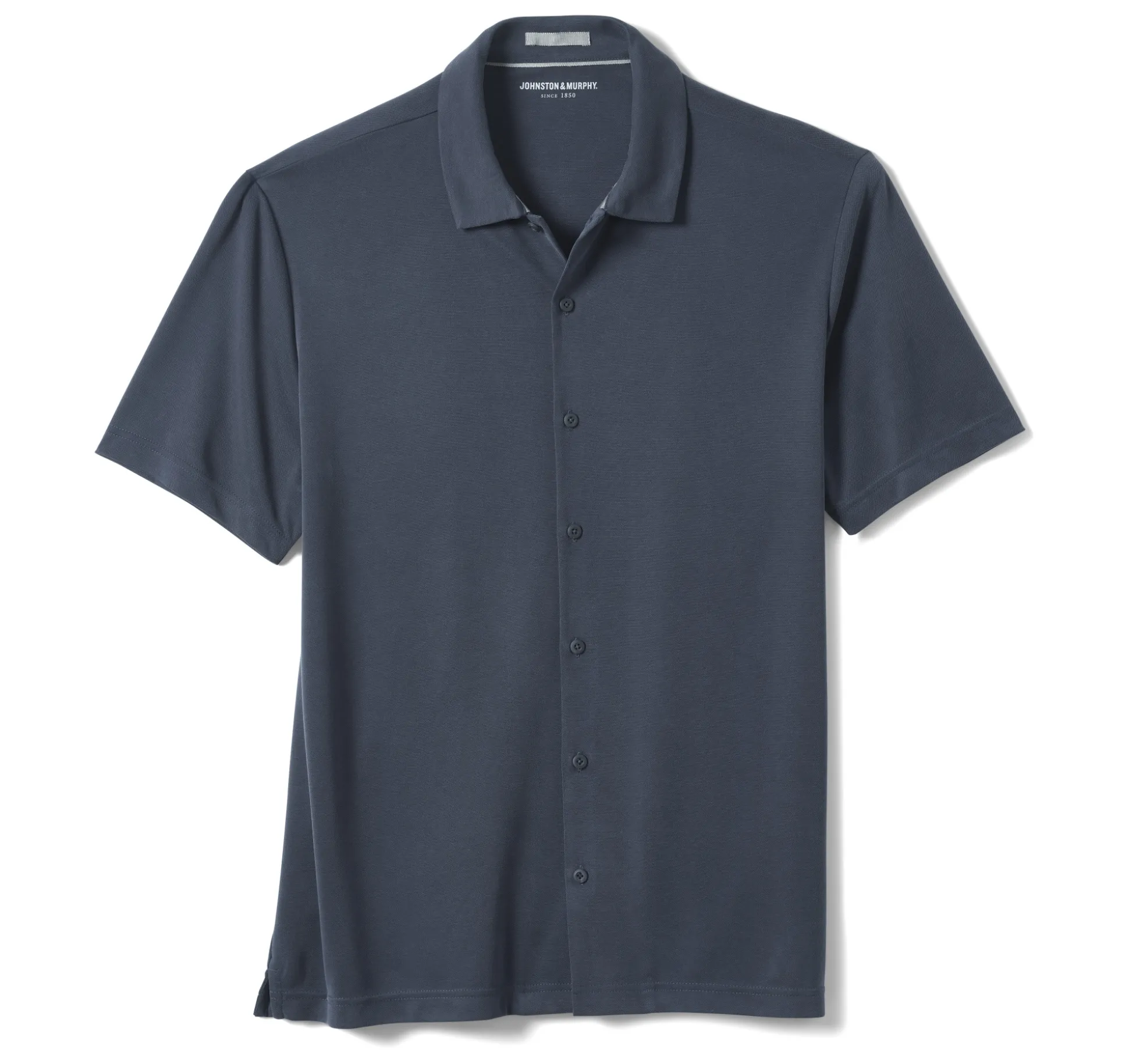 Short-sleeve Shirts^Johnston & Murphy Vintage Birdseye Button-Front Shirt Navy