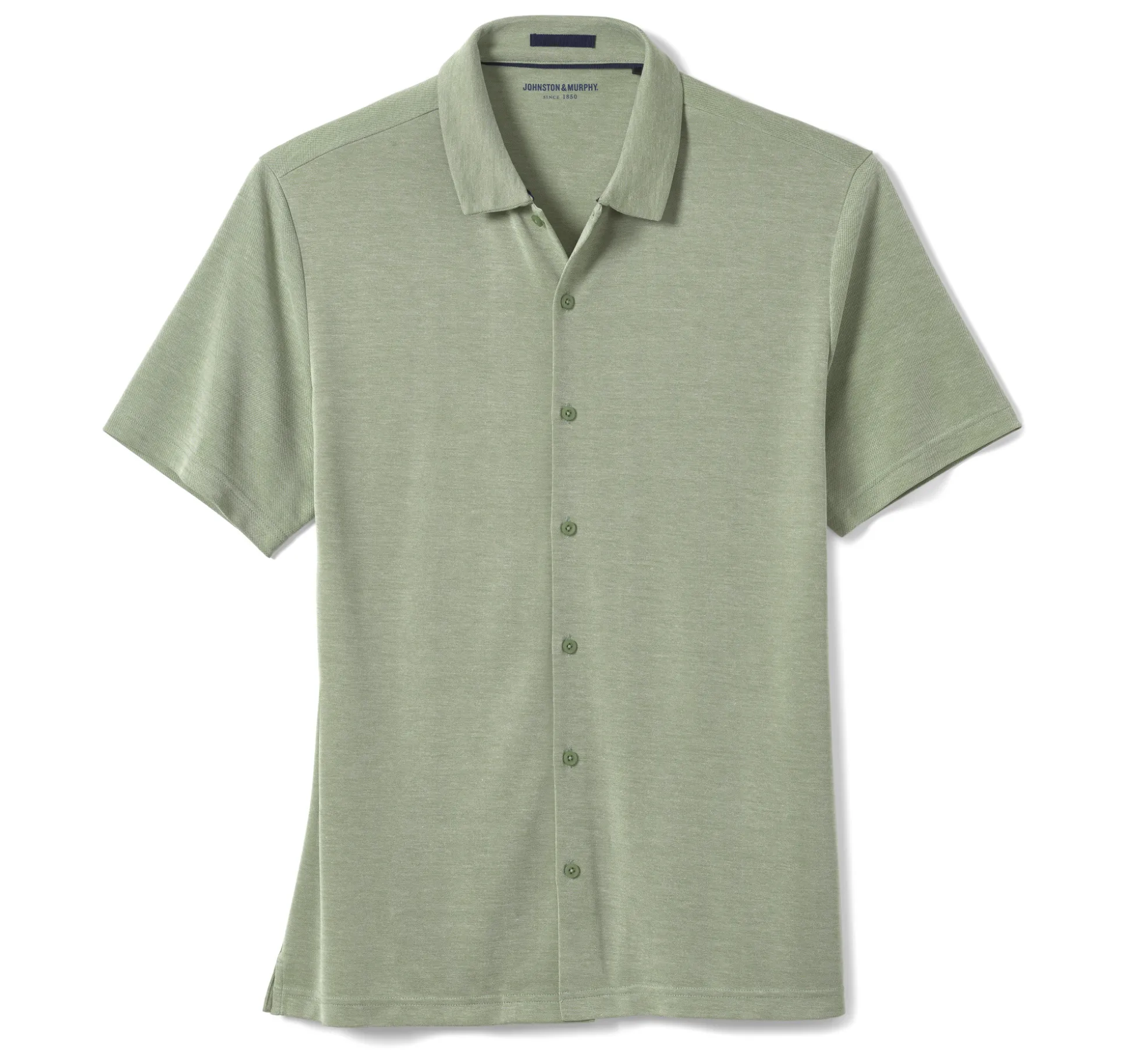 Short-sleeve Shirts^Johnston & Murphy Vintage Birdseye Button-Front Shirt Green