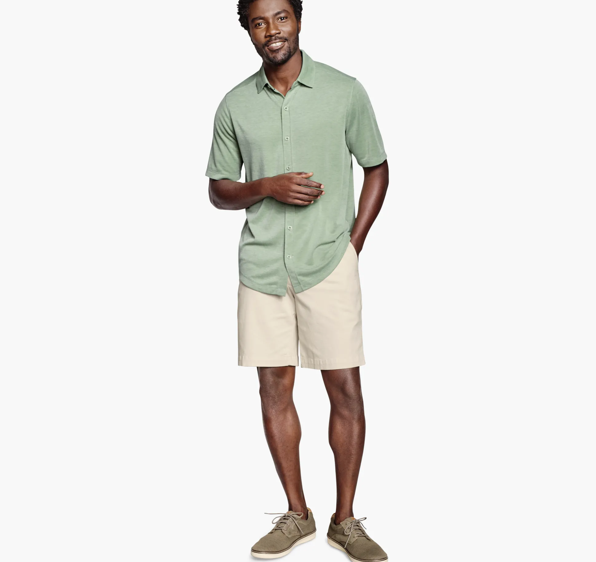 Short-sleeve Shirts^Johnston & Murphy Vintage Birdseye Button-Front Shirt Green