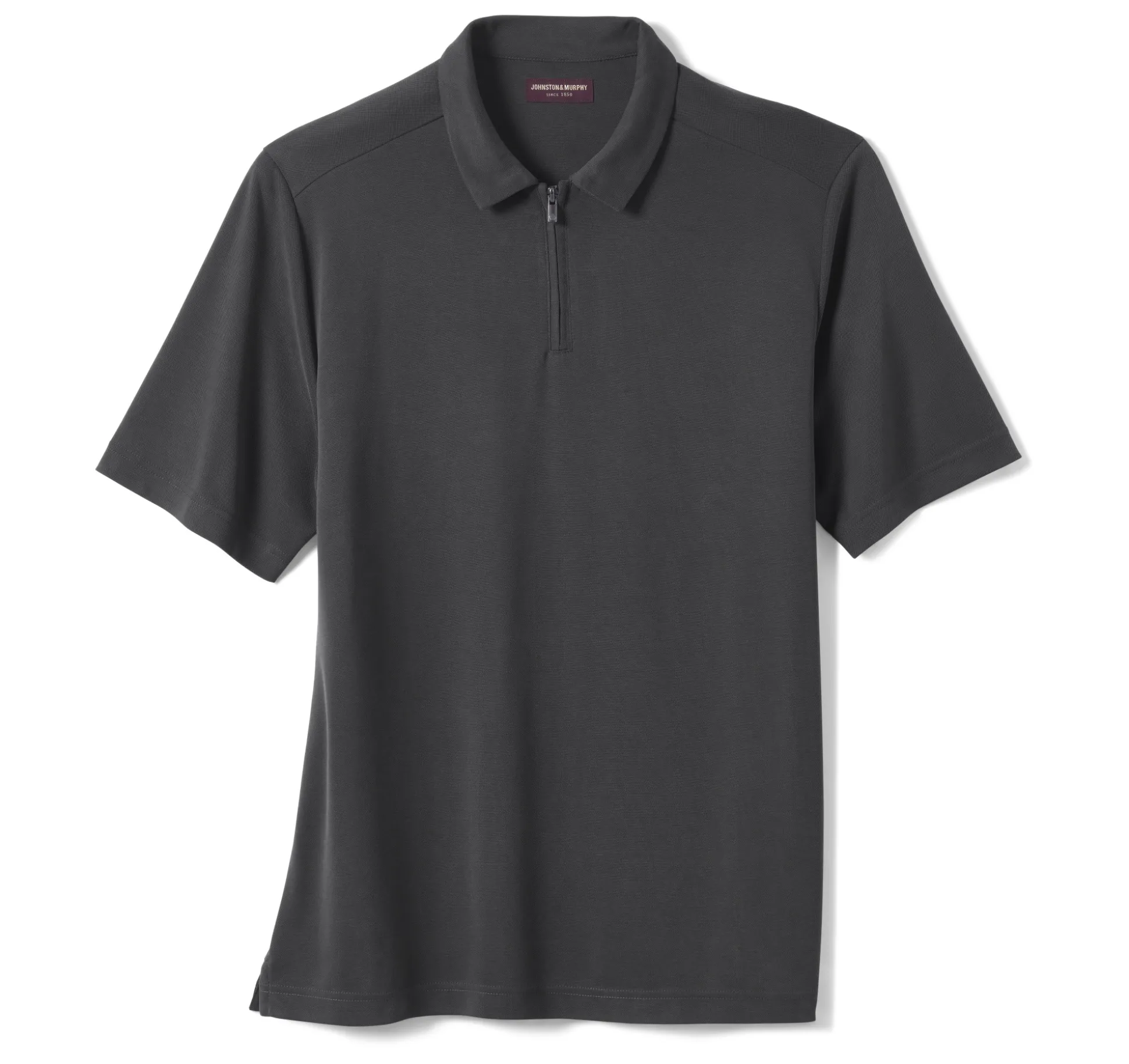Polos & Tees^Johnston & Murphy Vintage Birdseye Zip Polo Black