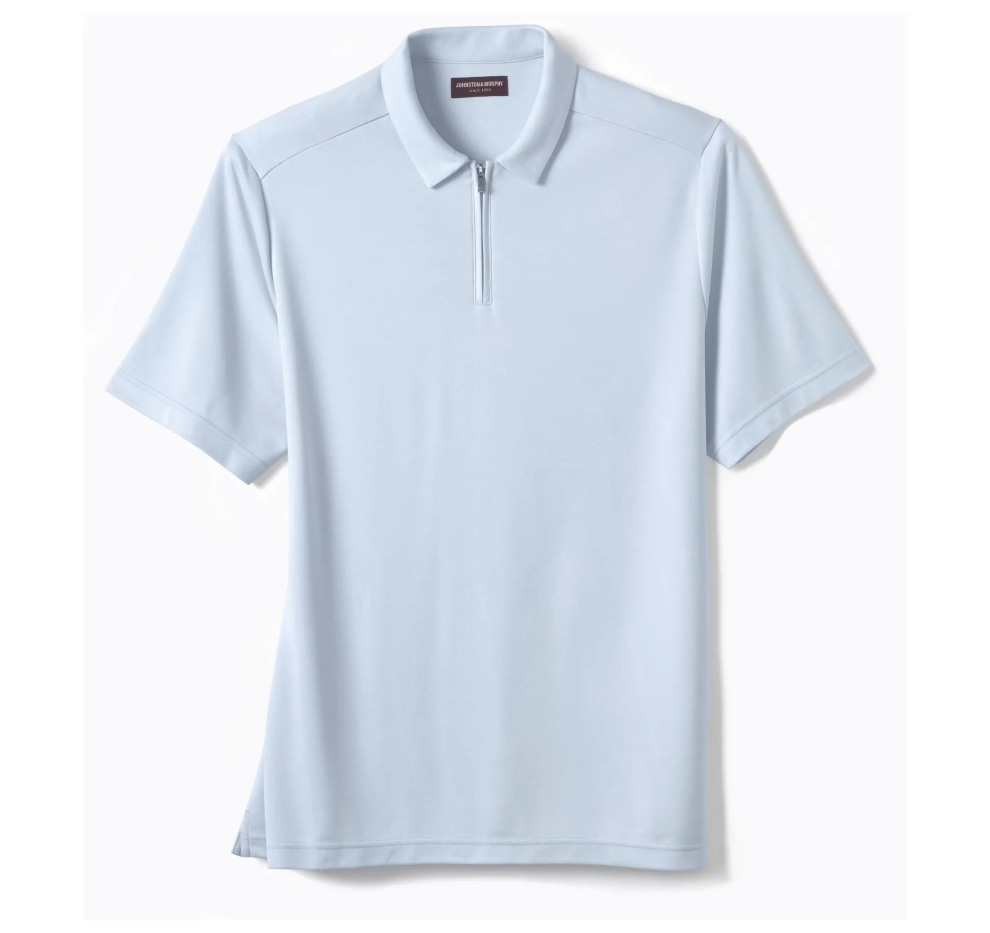 Polos & Tees^Johnston & Murphy Vintage Birdseye Zip Polo LightBlue
