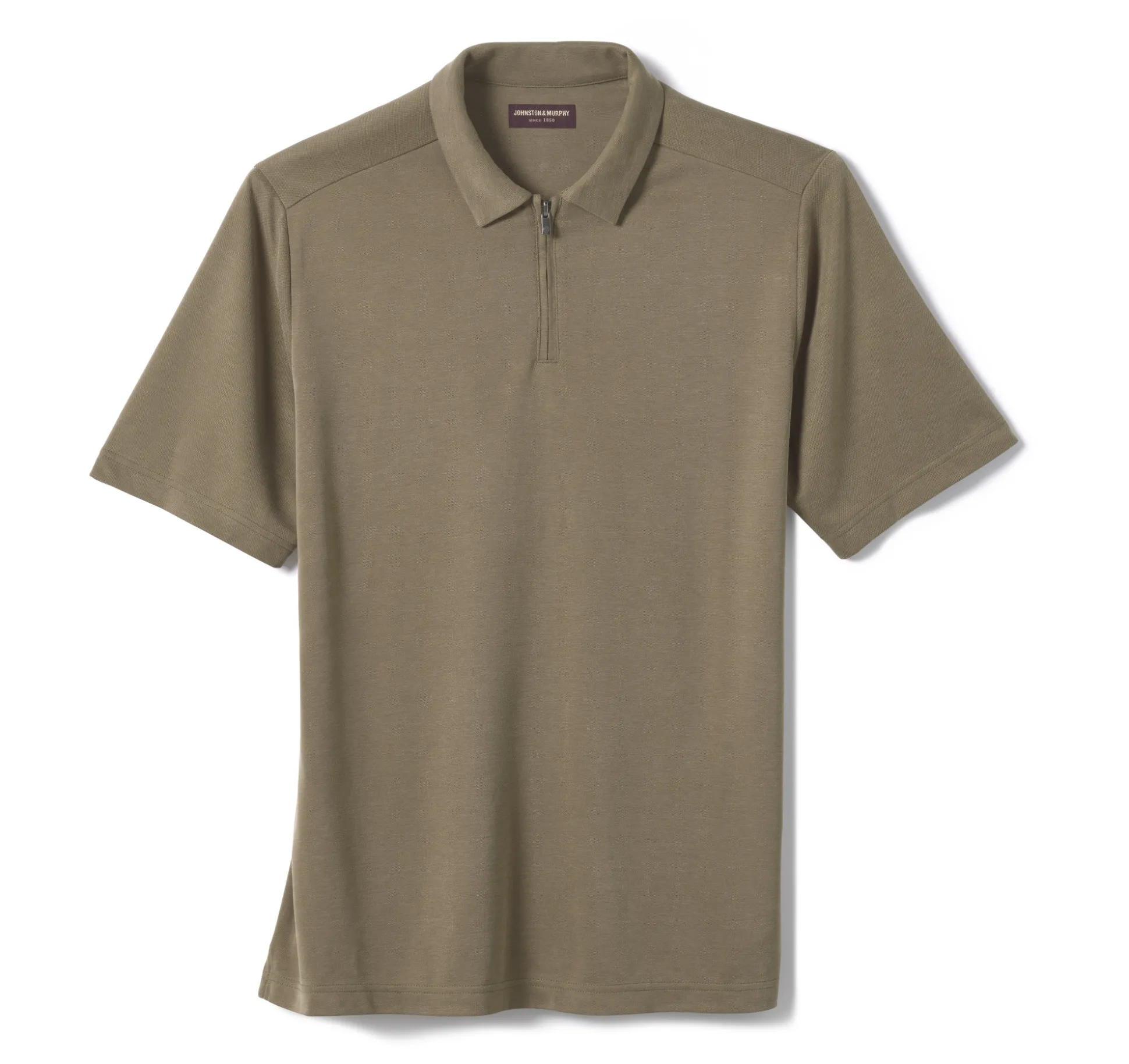 Polos & Tees^Johnston & Murphy Vintage Birdseye Zip Polo Olive