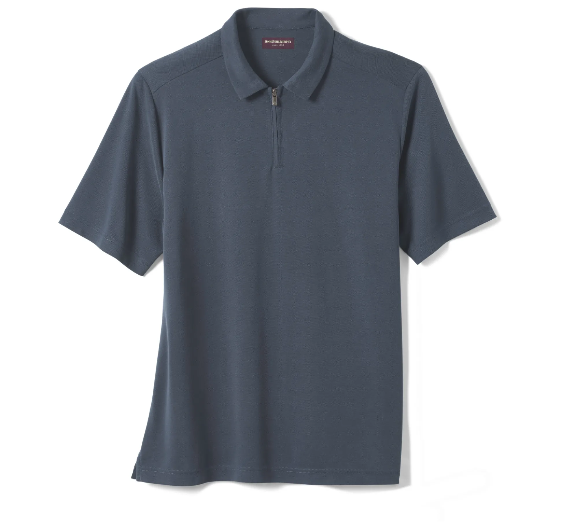 Polos & Tees^Johnston & Murphy Vintage Birdseye Zip Polo Navy