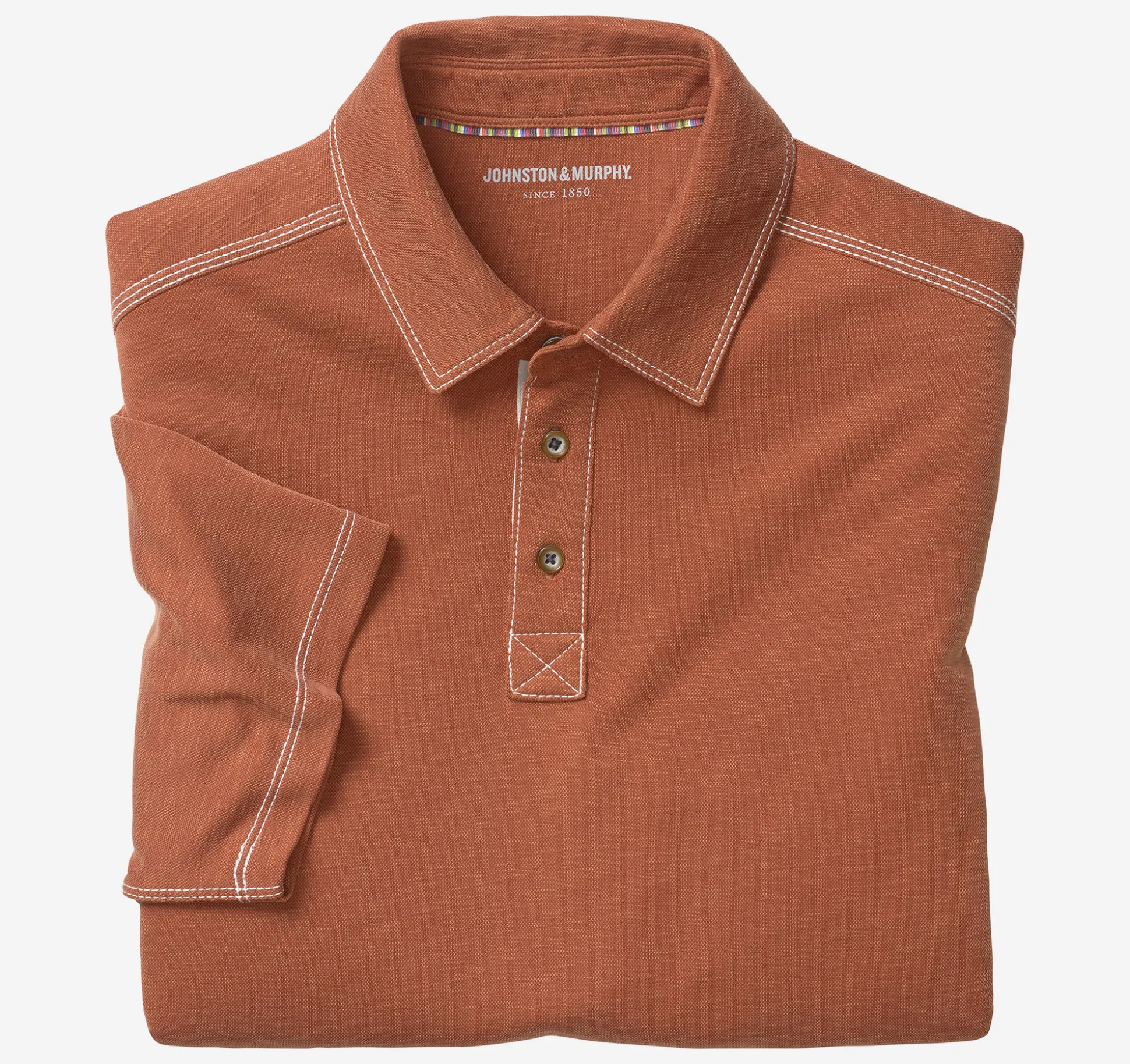 Polos & Tees^Johnston & Murphy Vintage Slub Polo Rust