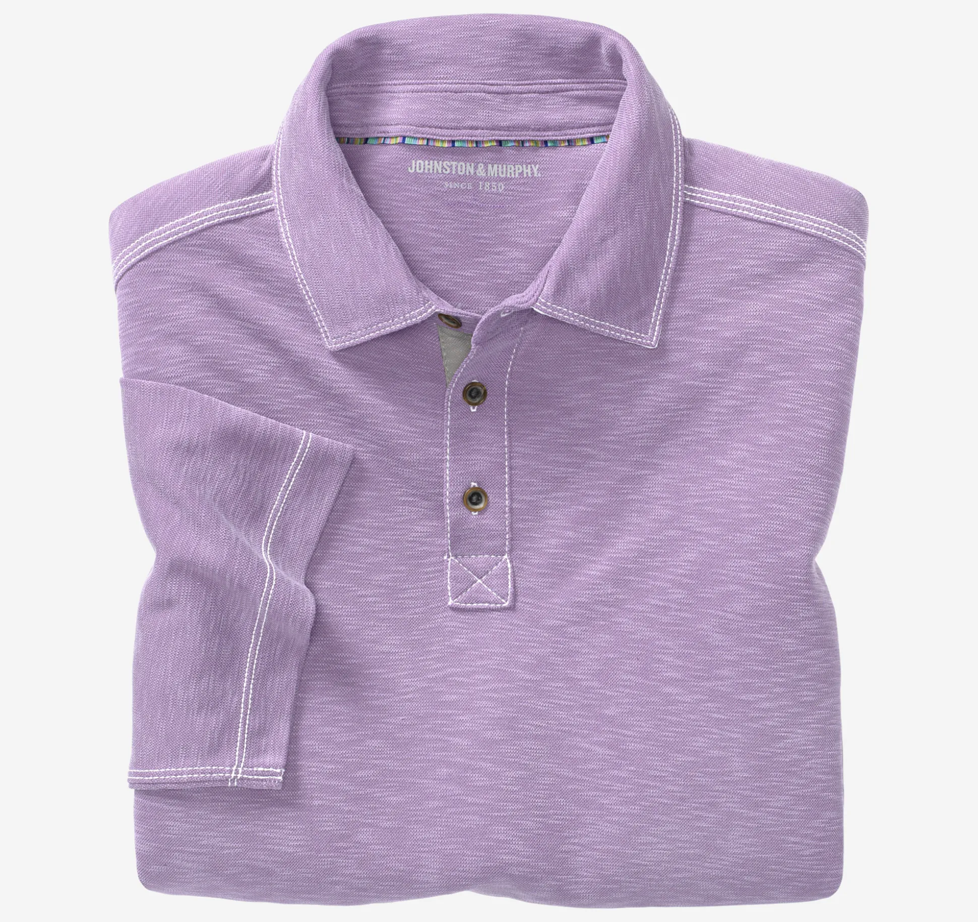 Polos & Tees^Johnston & Murphy Vintage Slub Polo Lavender