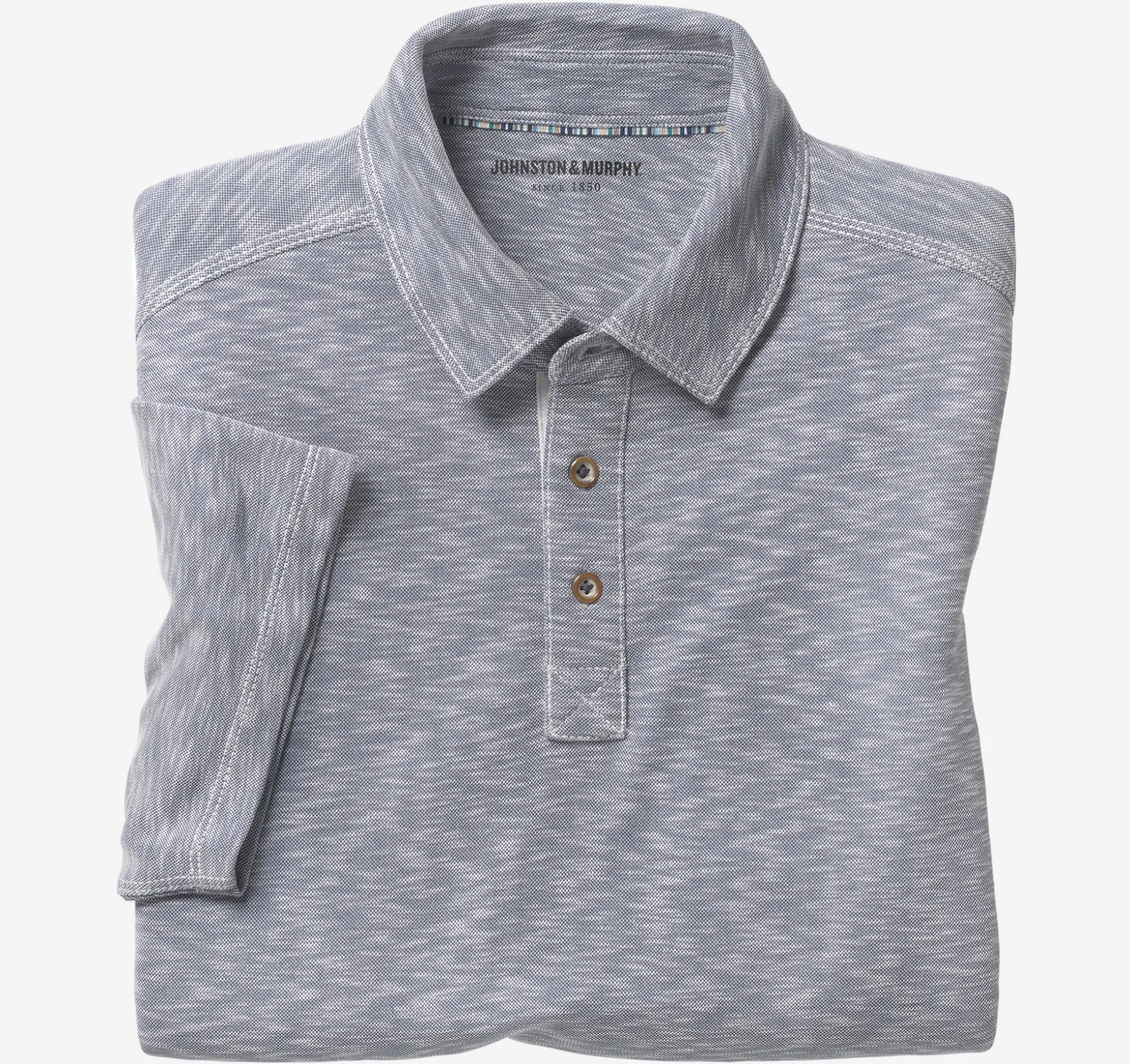 Polos & Tees^Johnston & Murphy Vintage Slub Polo Indigo