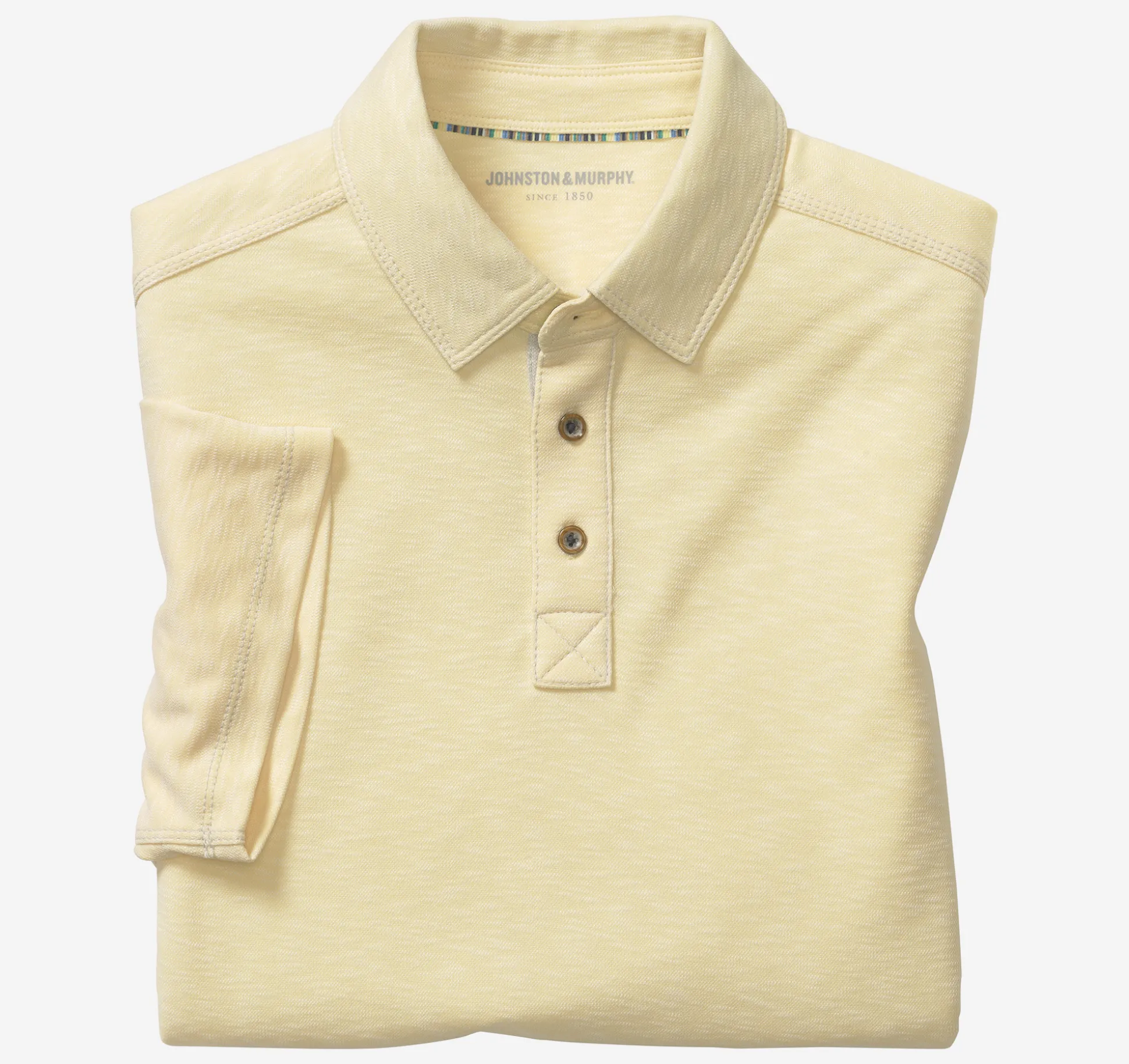 Polos & Tees^Johnston & Murphy Vintage Slub Polo LightYellow