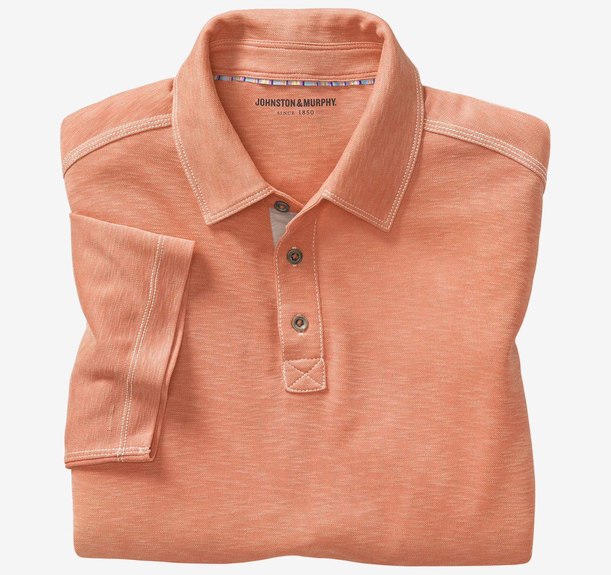 Polos & Tees^Johnston & Murphy Vintage Slub Polo Orange