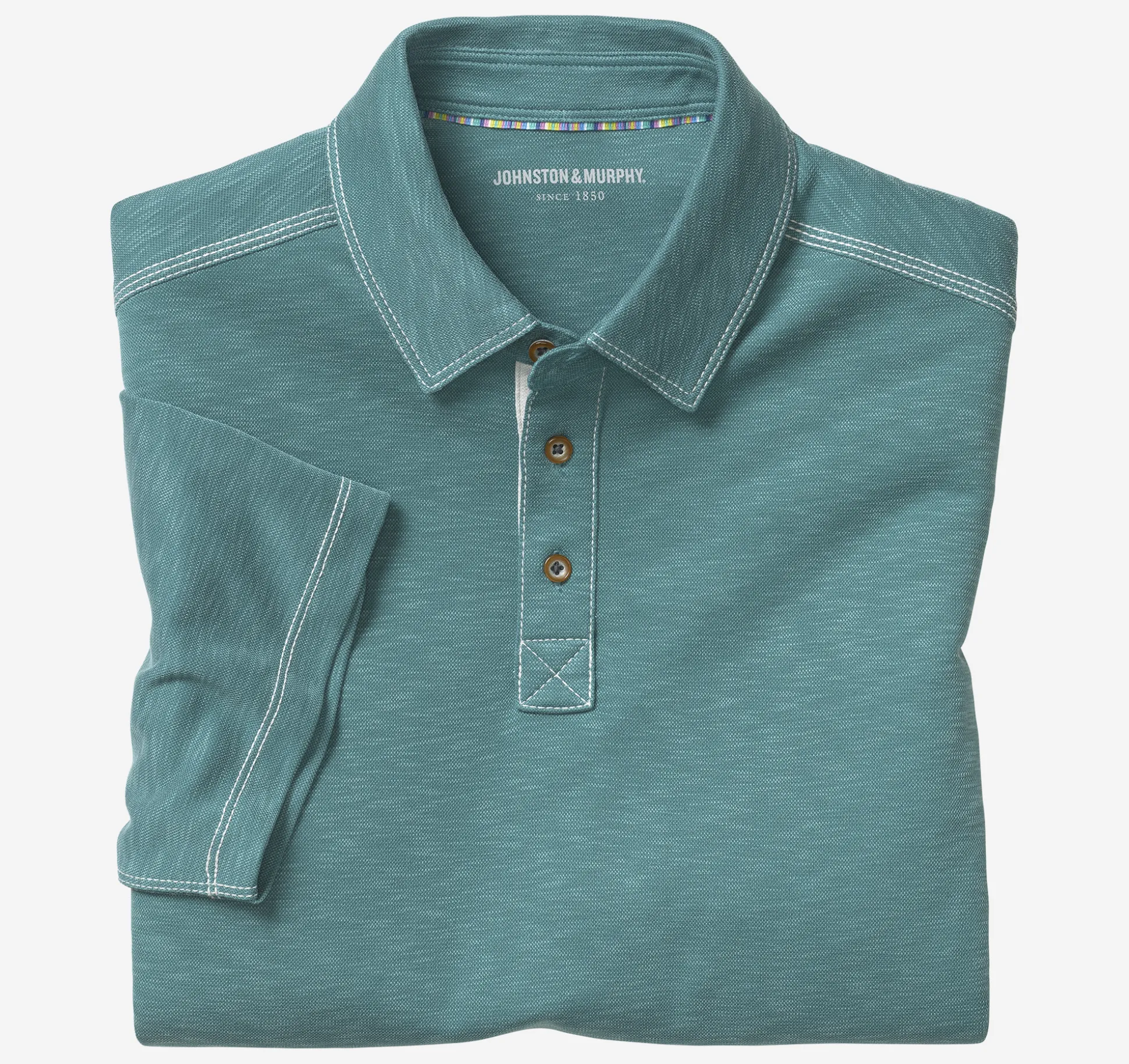 Polos & Tees^Johnston & Murphy Vintage Slub Polo Green
