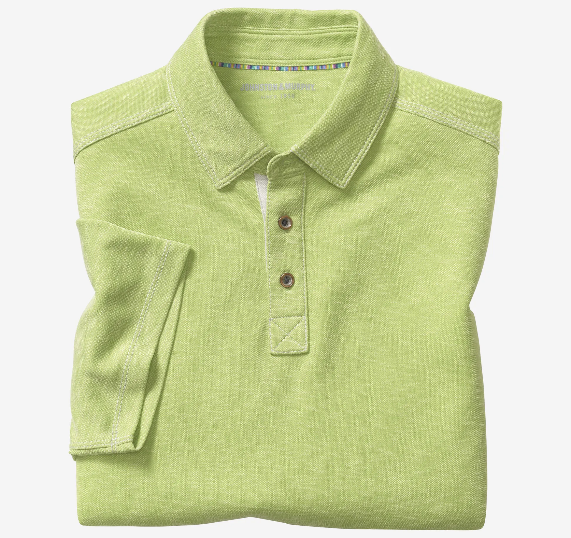 Polos & Tees^Johnston & Murphy Vintage Slub Polo Lime