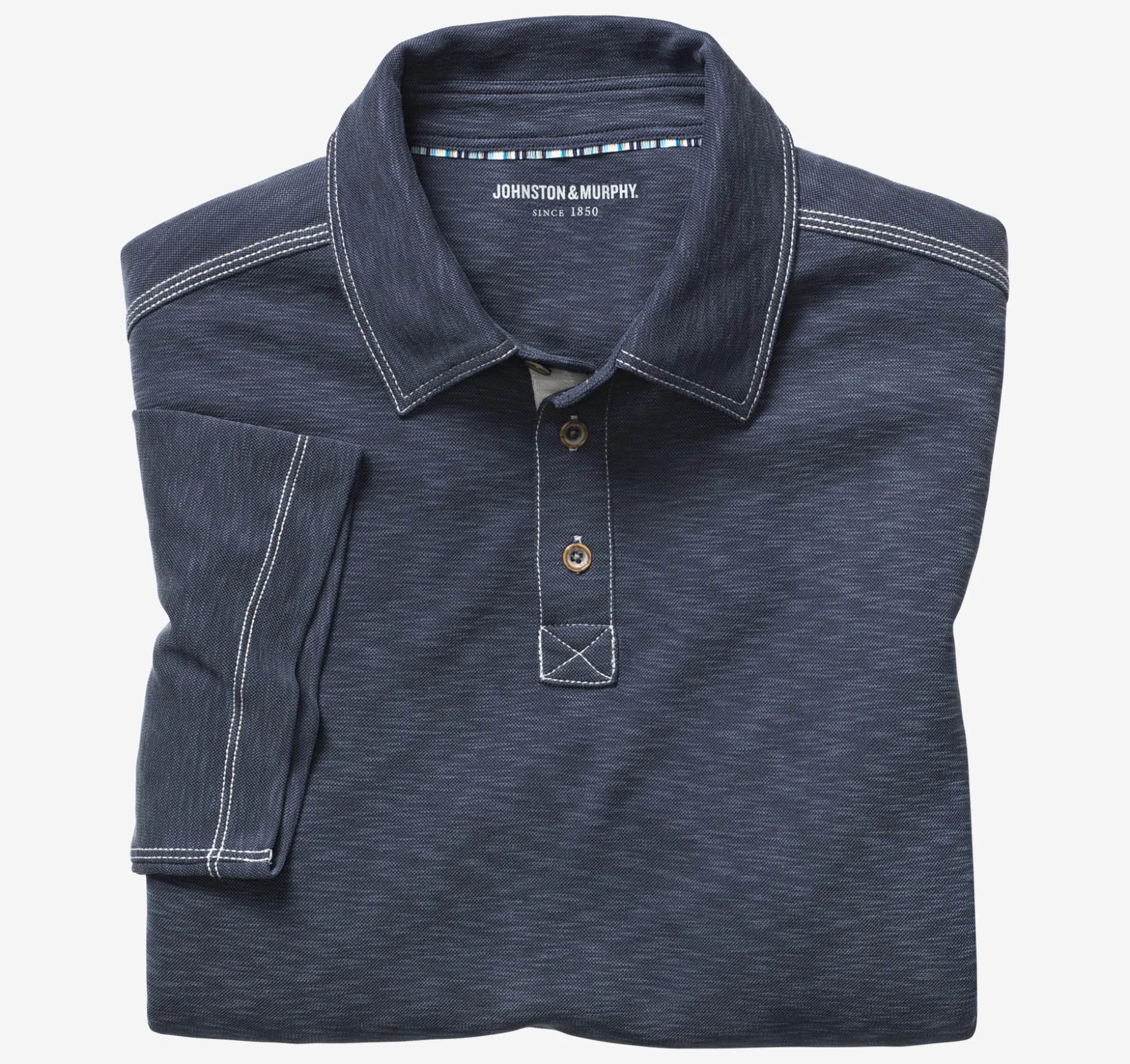 Polos & Tees^Johnston & Murphy Vintage Slub Polo Navy