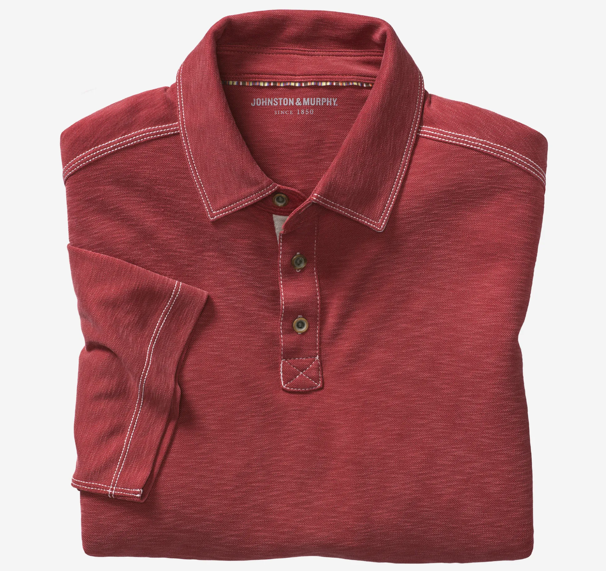Polos & Tees^Johnston & Murphy Vintage Slub Polo Red