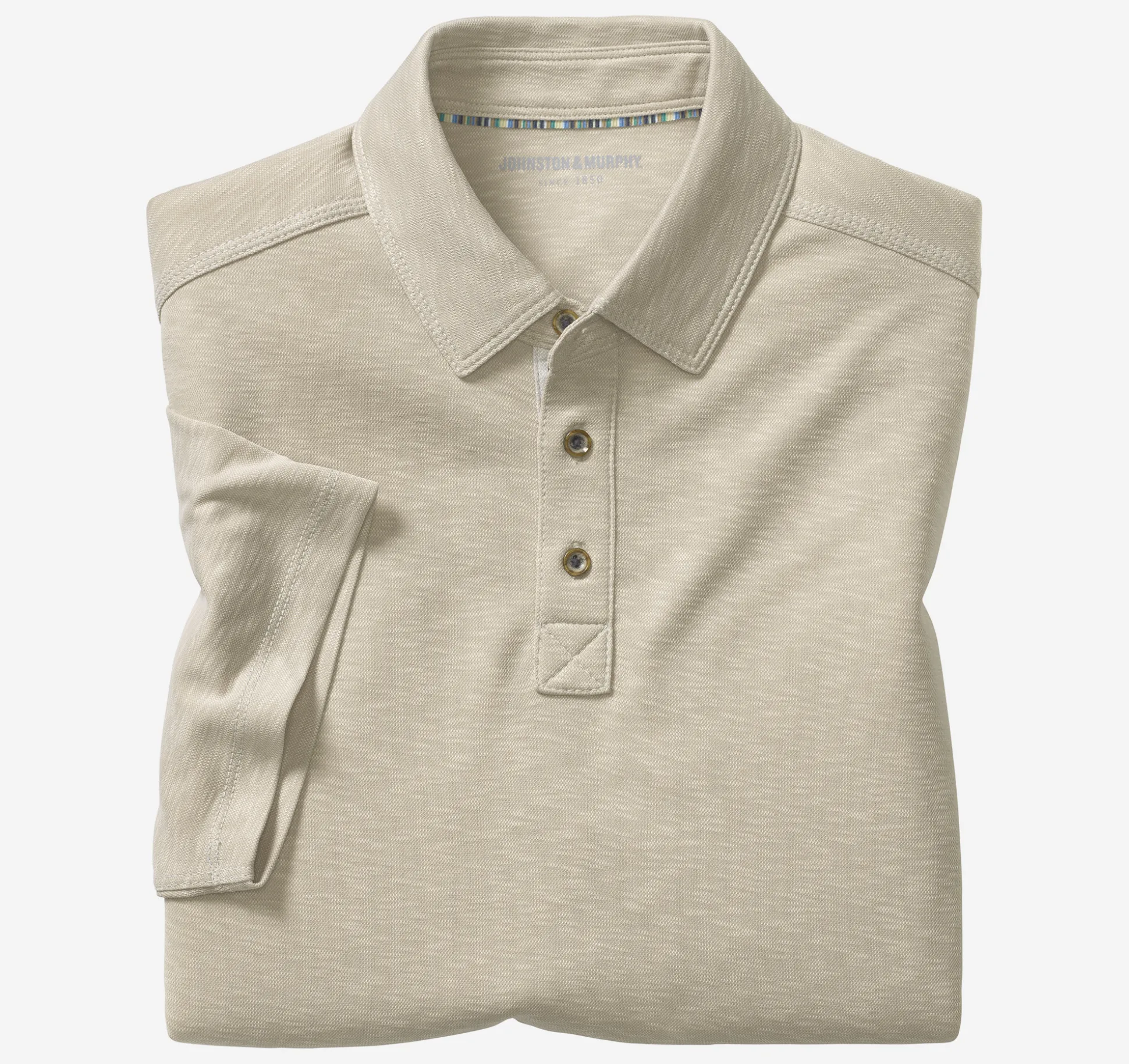 Polos & Tees^Johnston & Murphy Vintage Slub Polo Stone