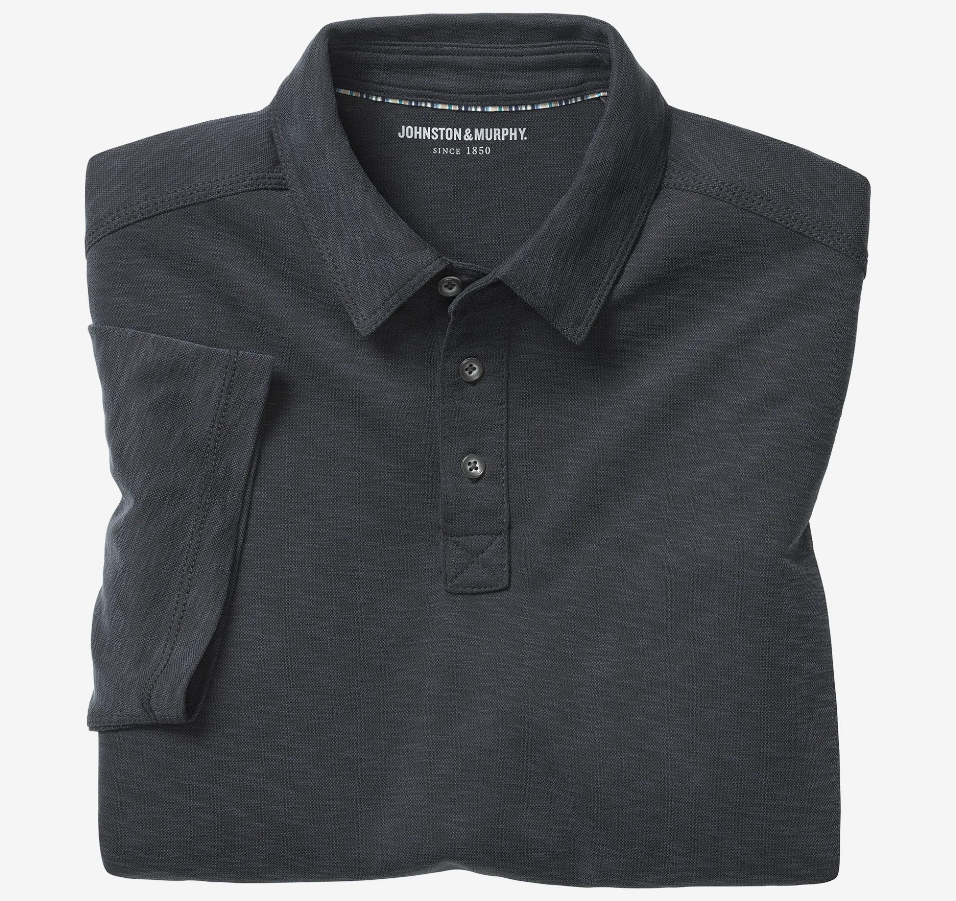 Polos & Tees^Johnston & Murphy Vintage Slub Polo Black