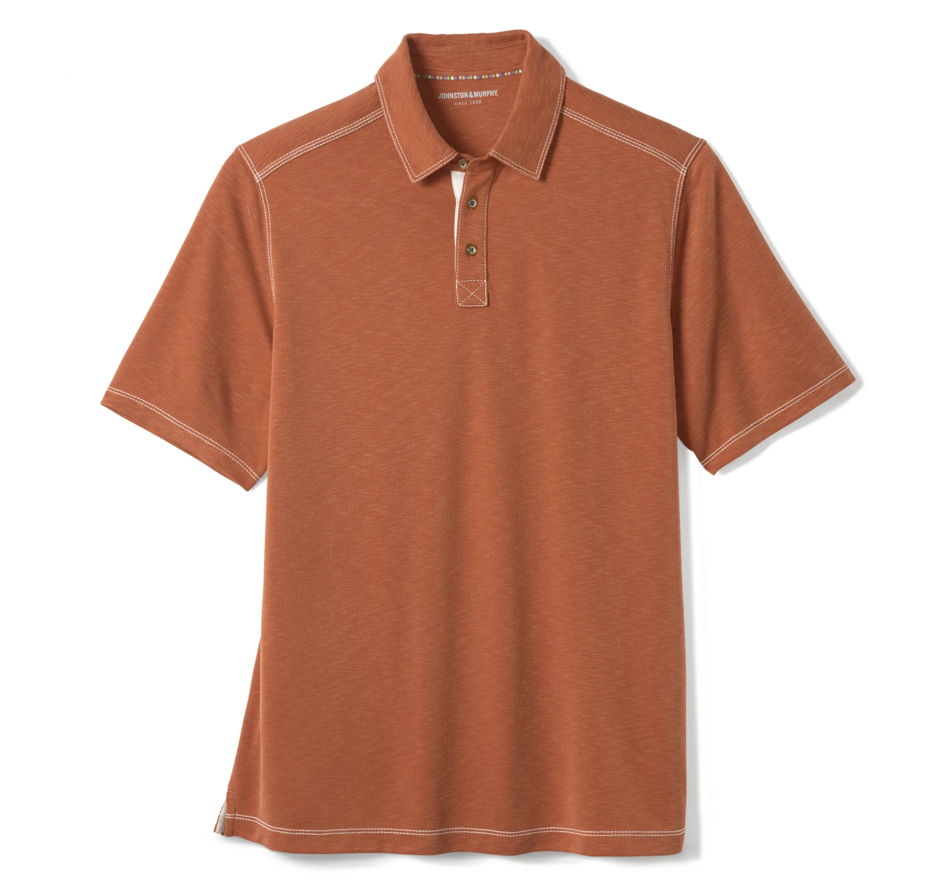 Polos & Tees^Johnston & Murphy Vintage Slub Polo Rust