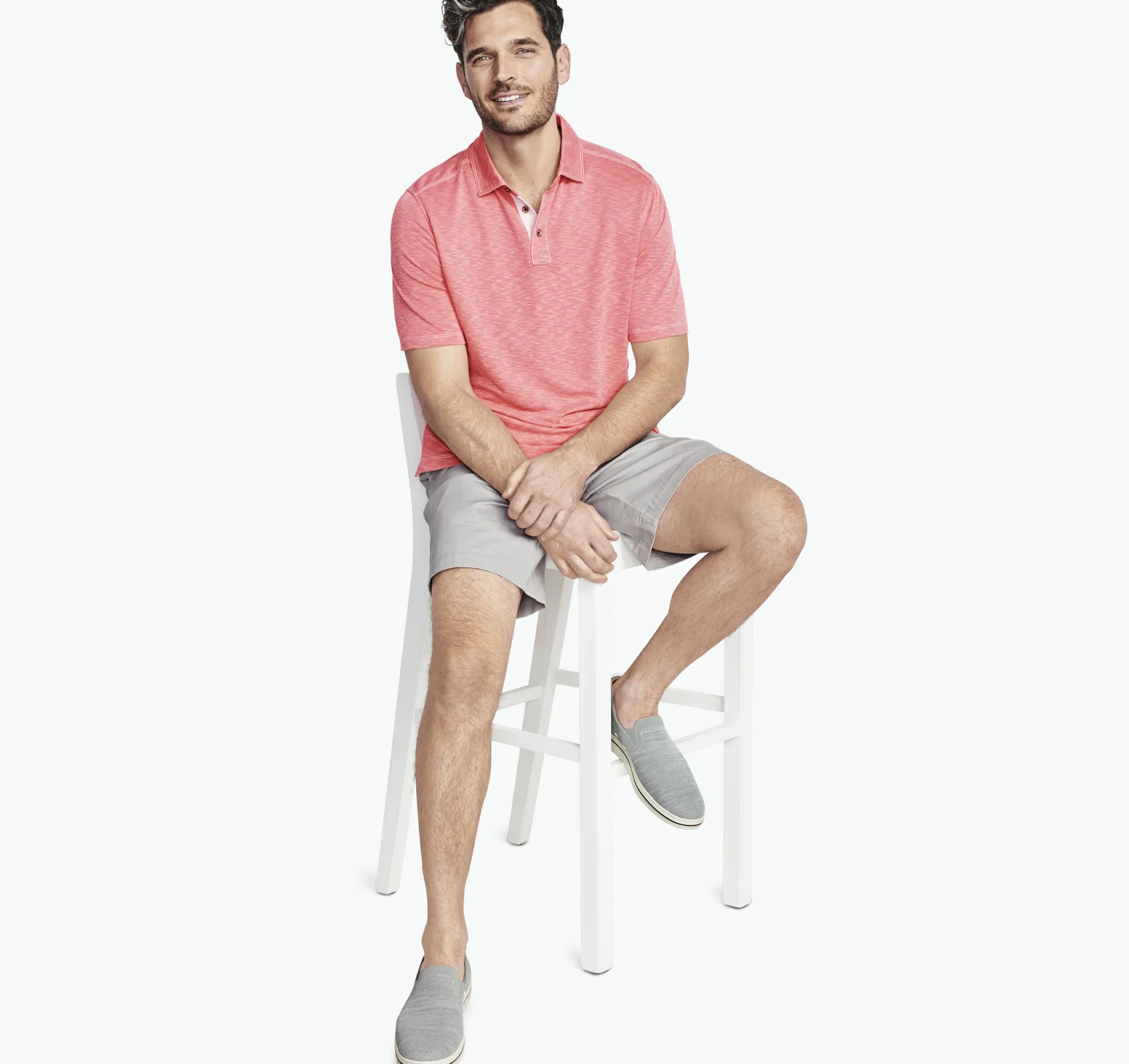 Polos & Tees^Johnston & Murphy Vintage Slub Polo Coral