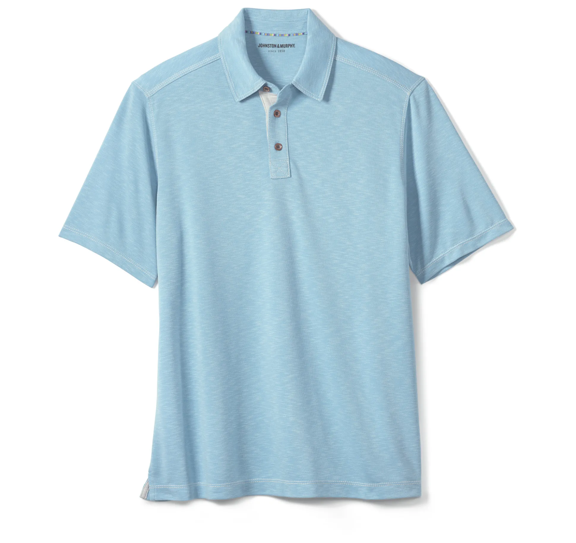 Polos & Tees^Johnston & Murphy Vintage Slub Polo Turquoise