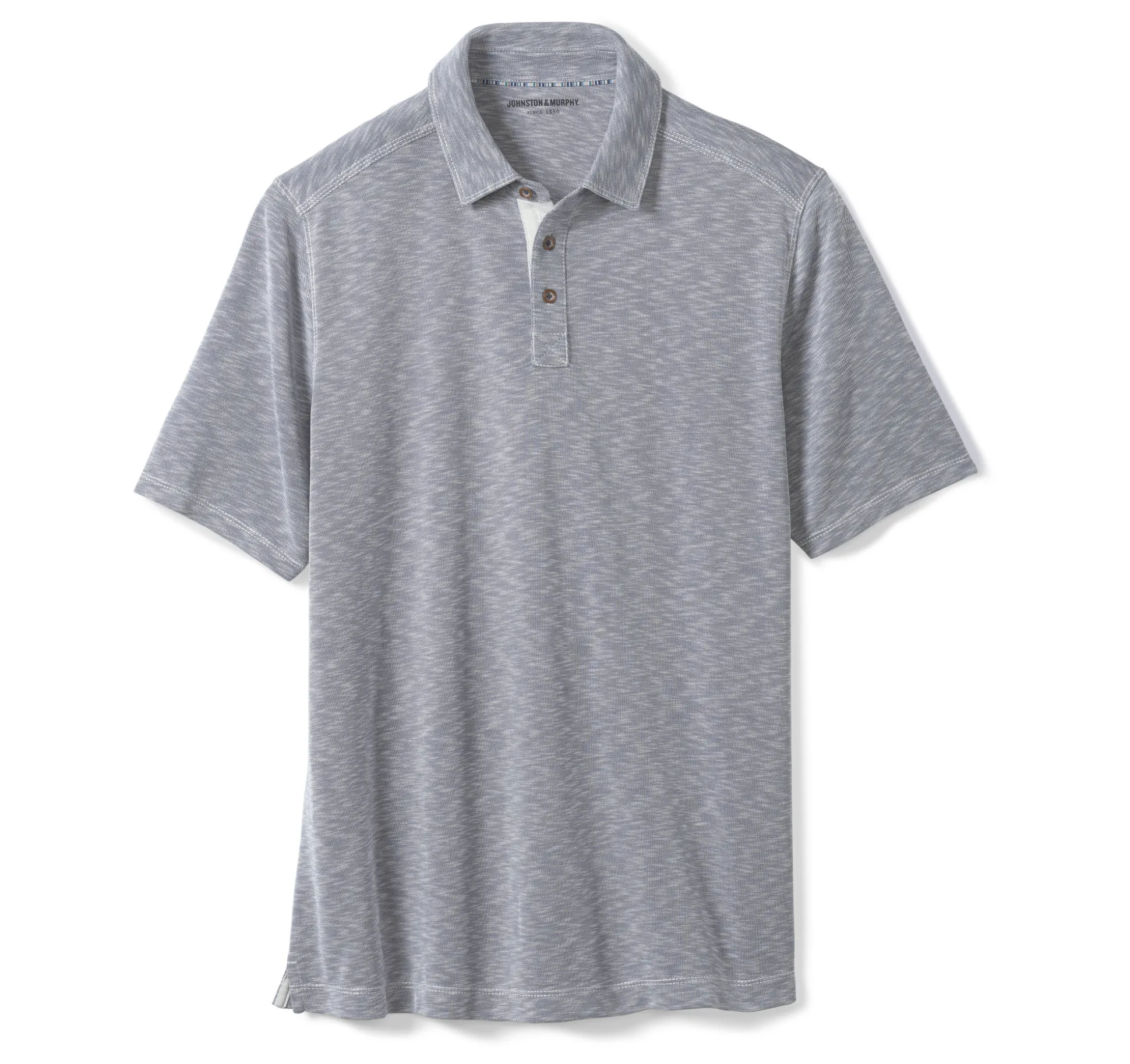 Polos & Tees^Johnston & Murphy Vintage Slub Polo Indigo