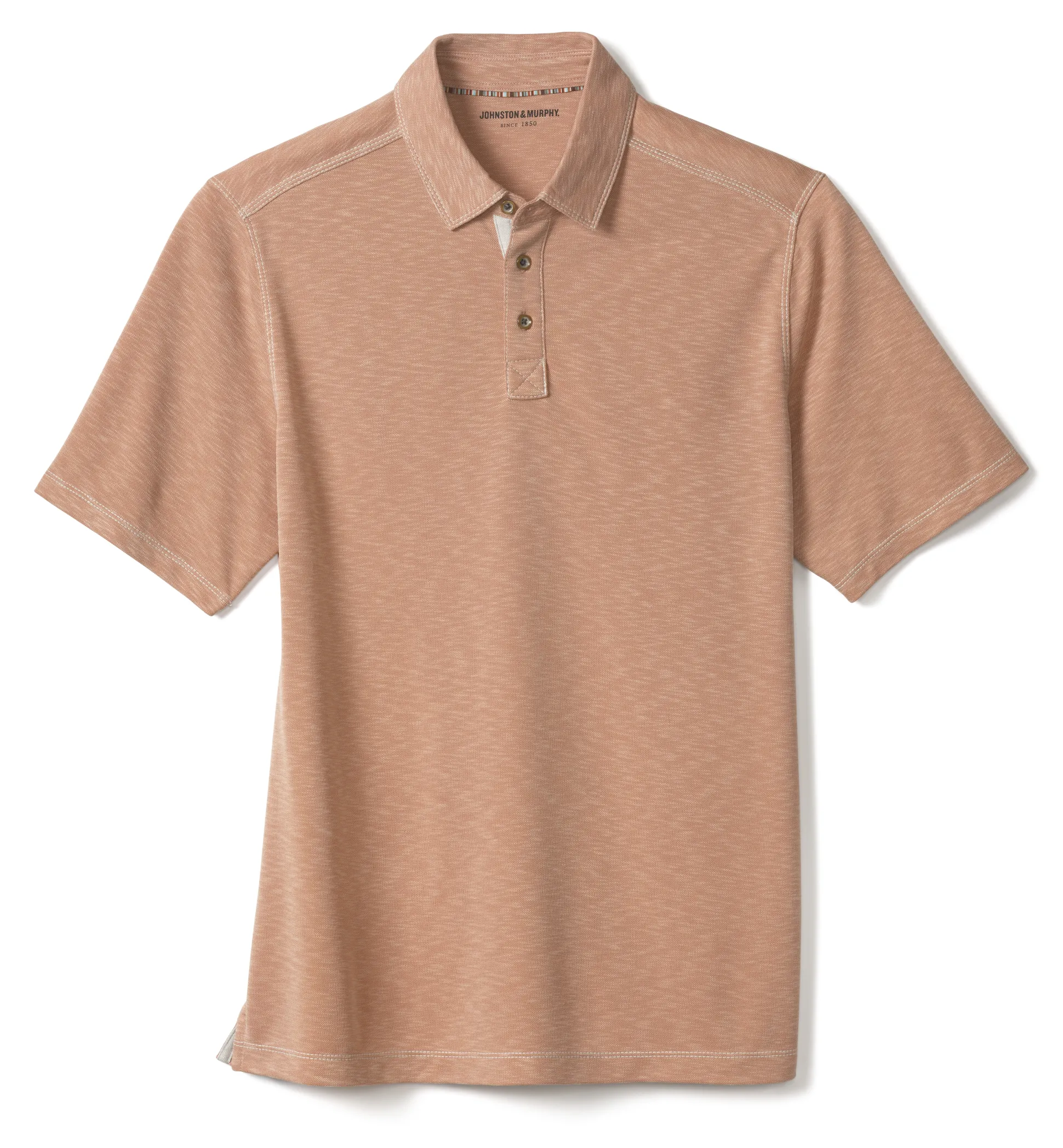 Polos & Tees^Johnston & Murphy Vintage Slub Polo Peach