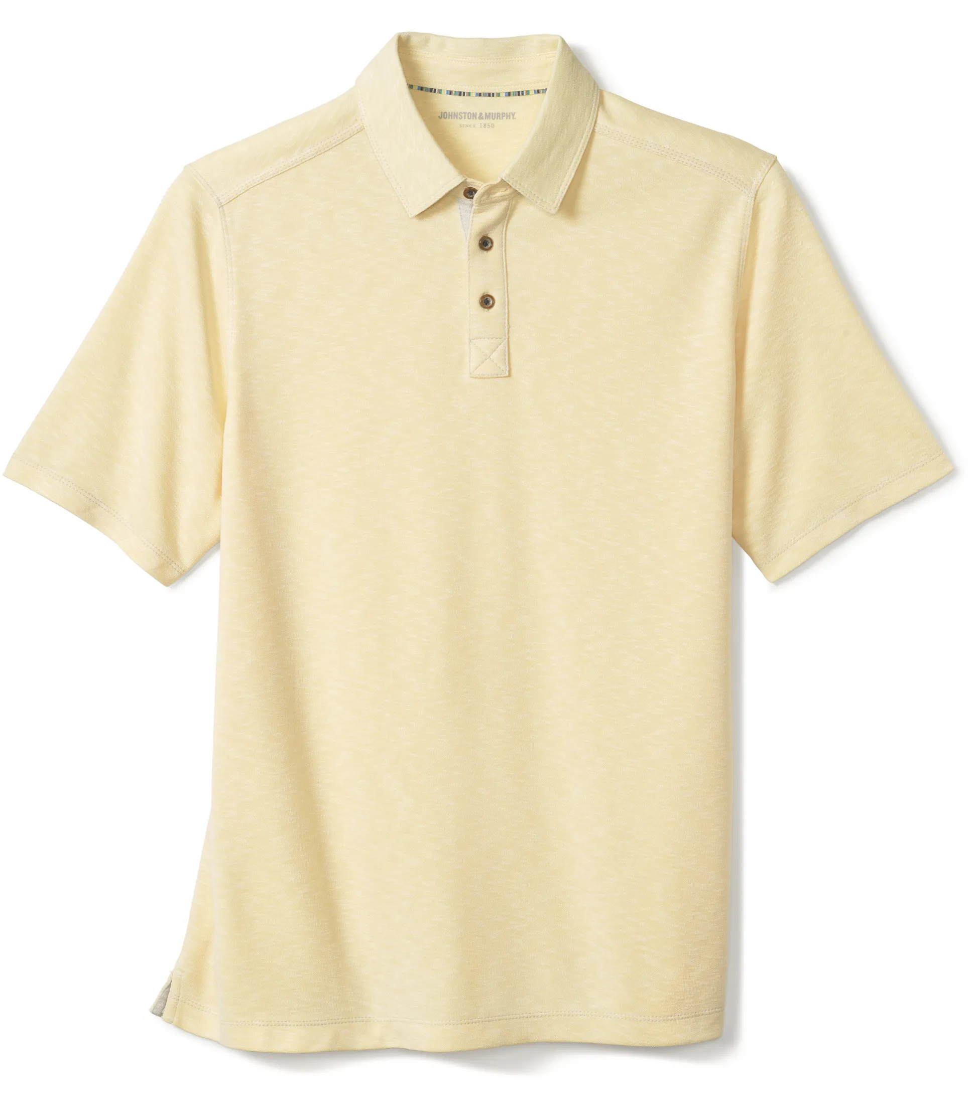 Polos & Tees^Johnston & Murphy Vintage Slub Polo LightYellow