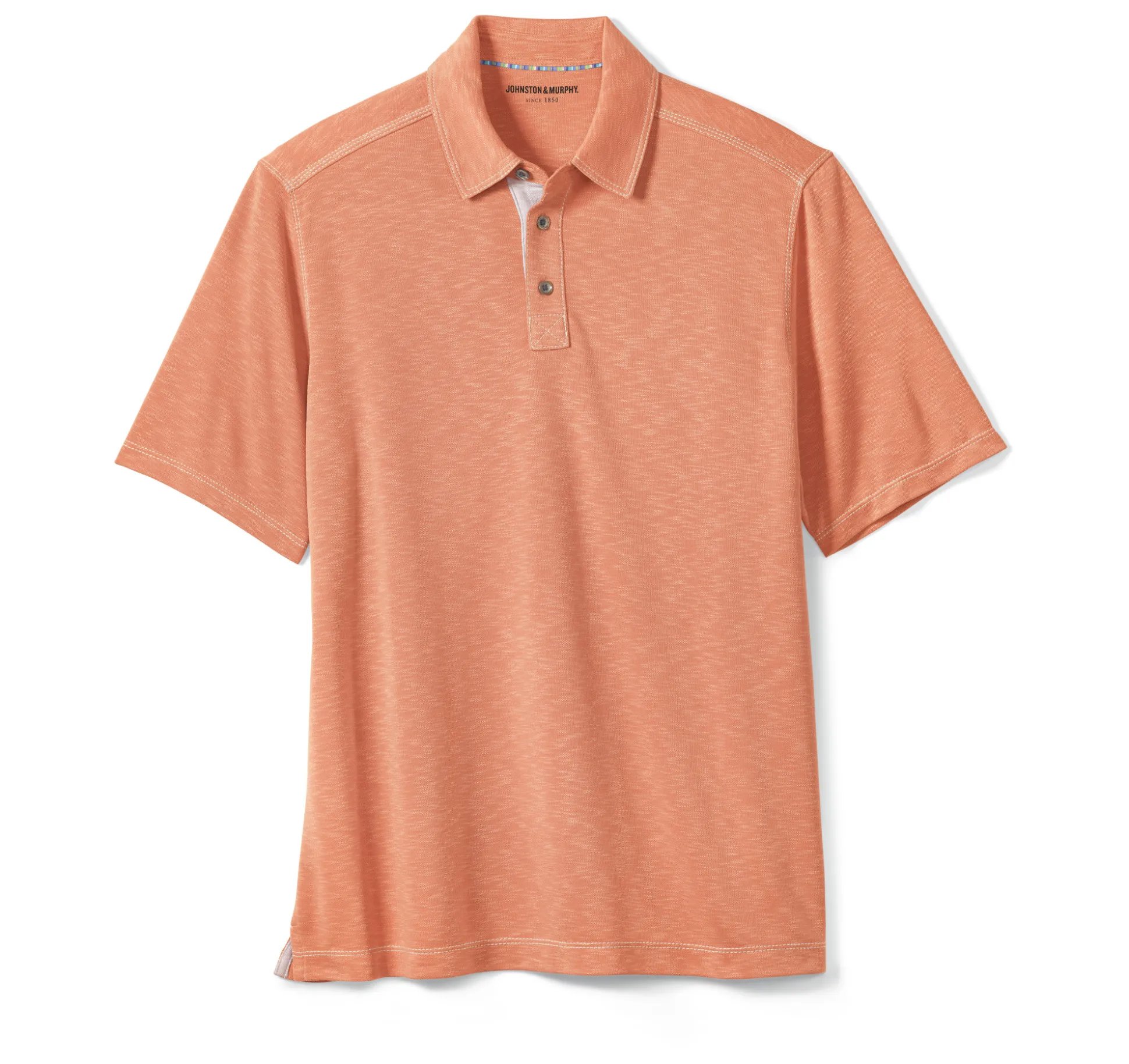 Polos & Tees^Johnston & Murphy Vintage Slub Polo Orange
