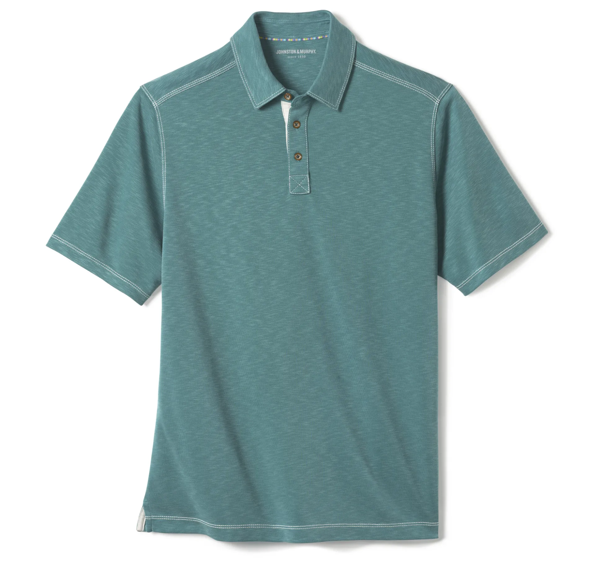 Polos & Tees^Johnston & Murphy Vintage Slub Polo Green