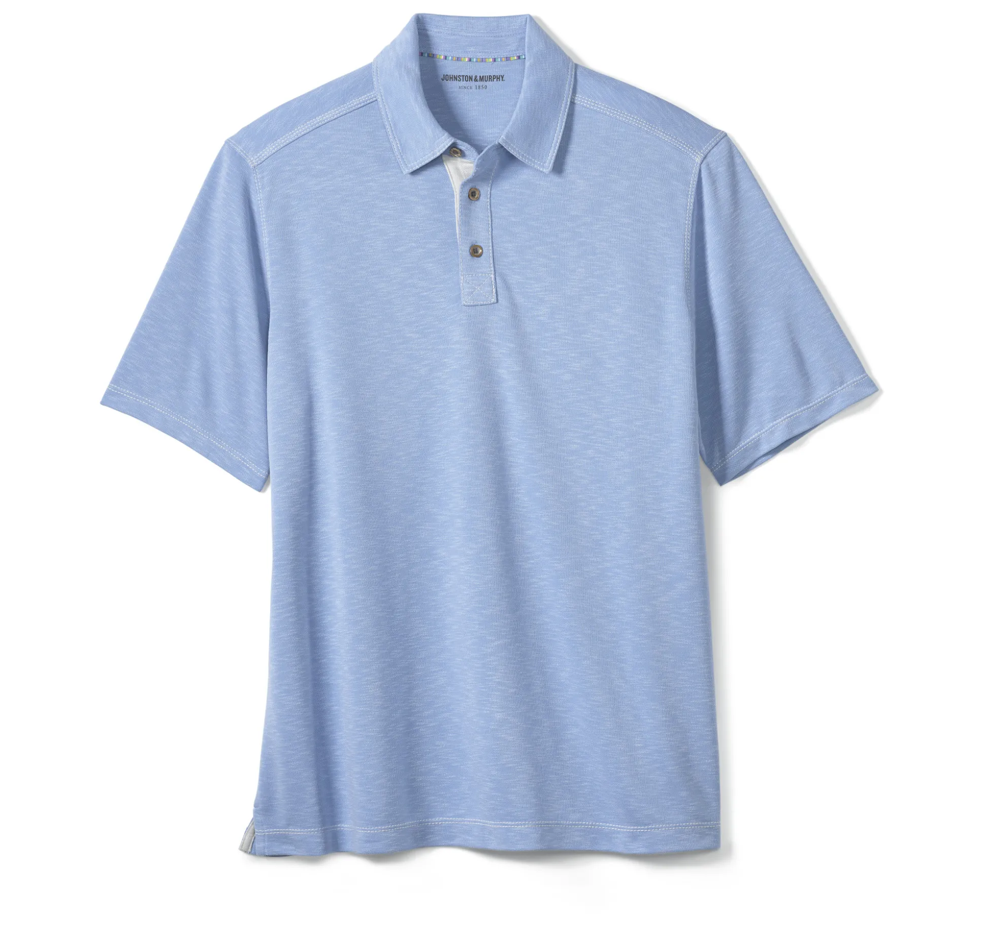 Polos & Tees^Johnston & Murphy Vintage Slub Polo LightBlue